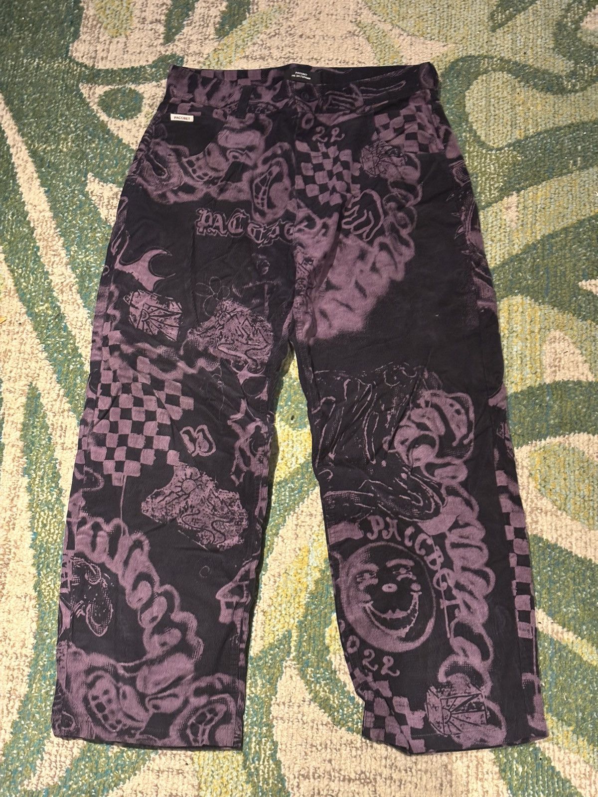 PACCBET PACCBET Purple-Dyed Corduroy Pants Size US 31 - 1 Thumbnail