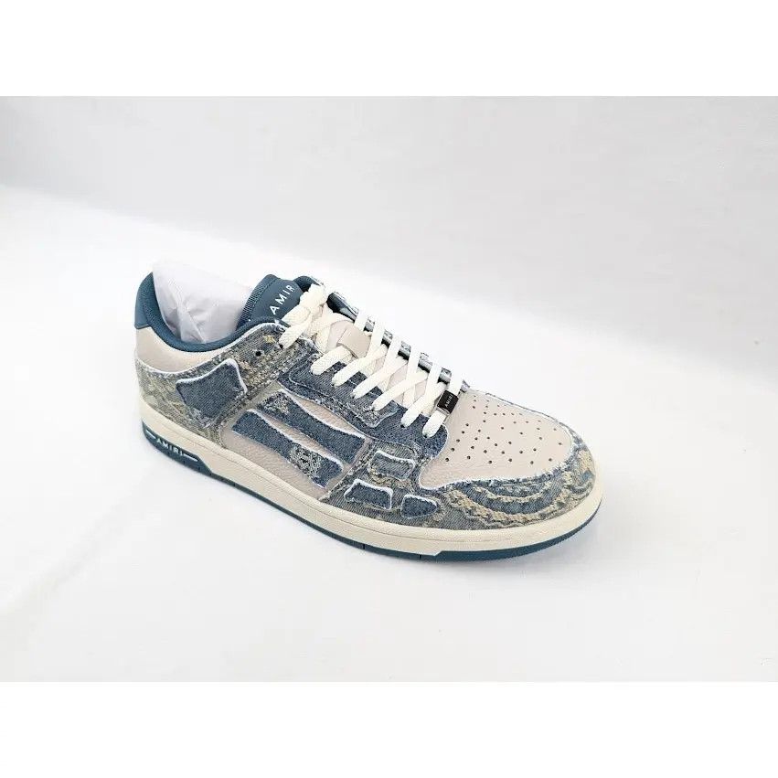 Amiri o1s1wg110325 Skel Low-Top Sneakers in Natural/Denim Size US 12 / EU 45 - 2 Thumbnail