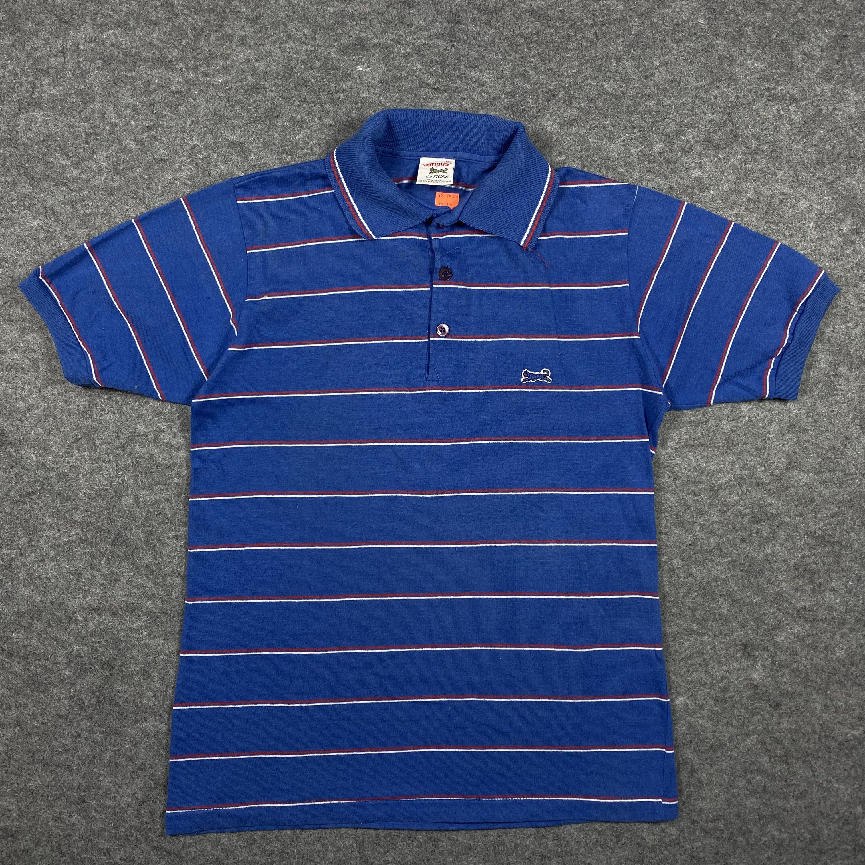 Vintage VTG 80s Campus Le Tigre Striped Polo Shirt Made in USA-M070 Size US M / EU 48-50 / 2 - 1 Thumbnail