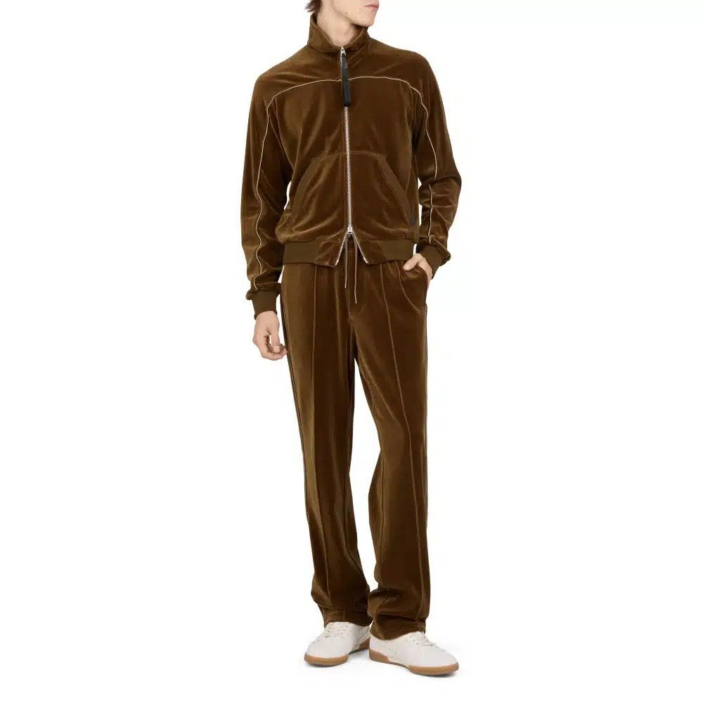Tom Ford o1loc1c0825 JZL017 Full Zip Velour Jacket in Olive Brown Size US L / EU 52-54 / 3 - 2 Thumbnail