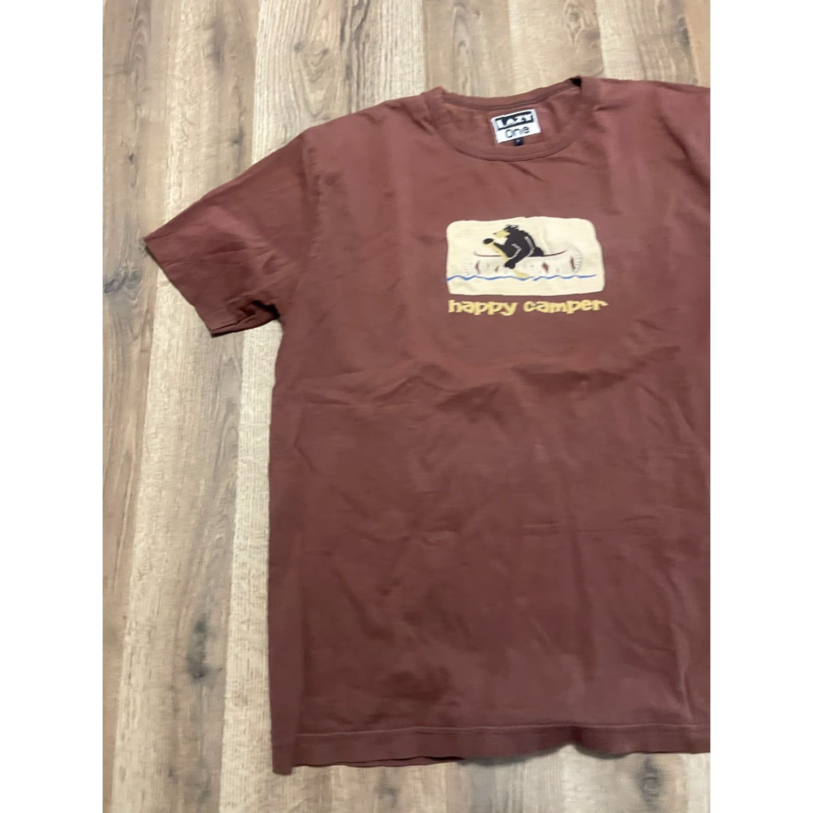 Vintage Lazy One Shirt Men's Large Brown Happy Camper Bear T-Shirt Regular Short Sleeve Size US L / EU 52-54 / 3 - 3 Thumbnail