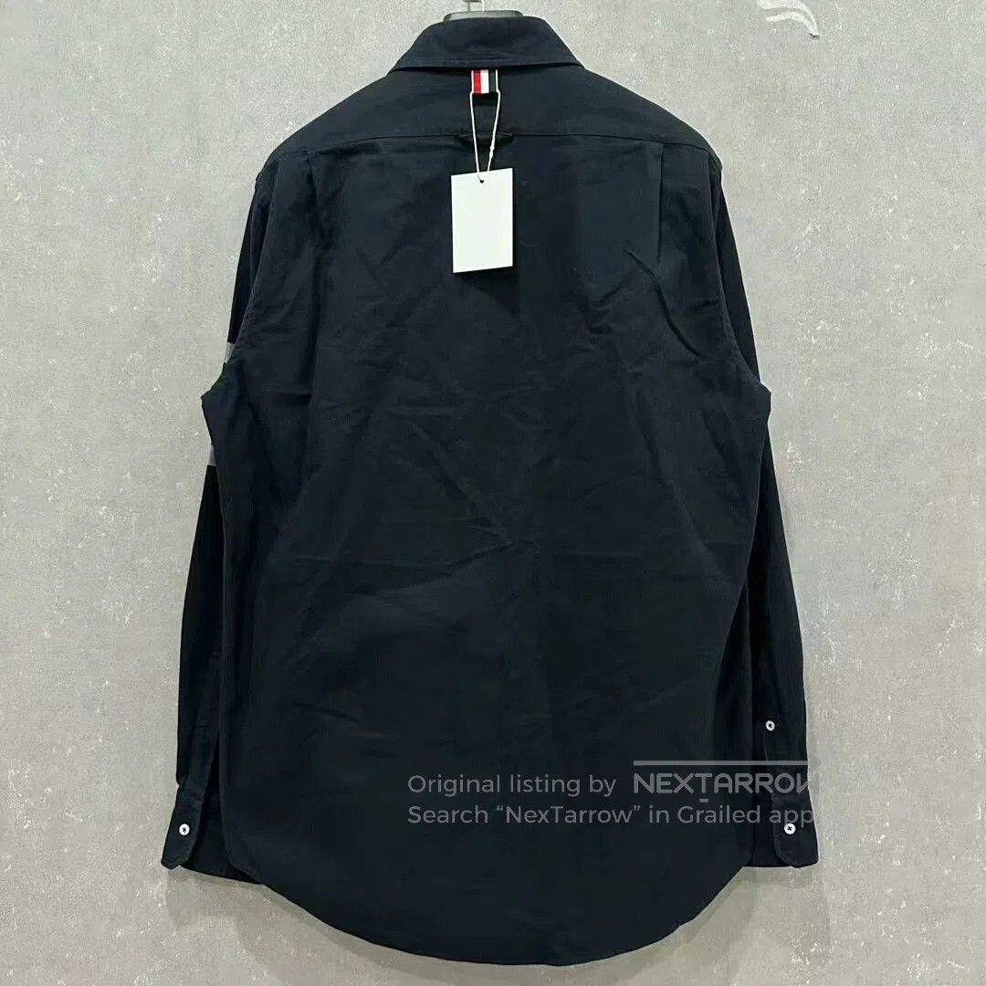 Thom Browne navy four-stripe shirt by Thom Browne. Size US M / EU 48-50 / 2 - 2 Thumbnail