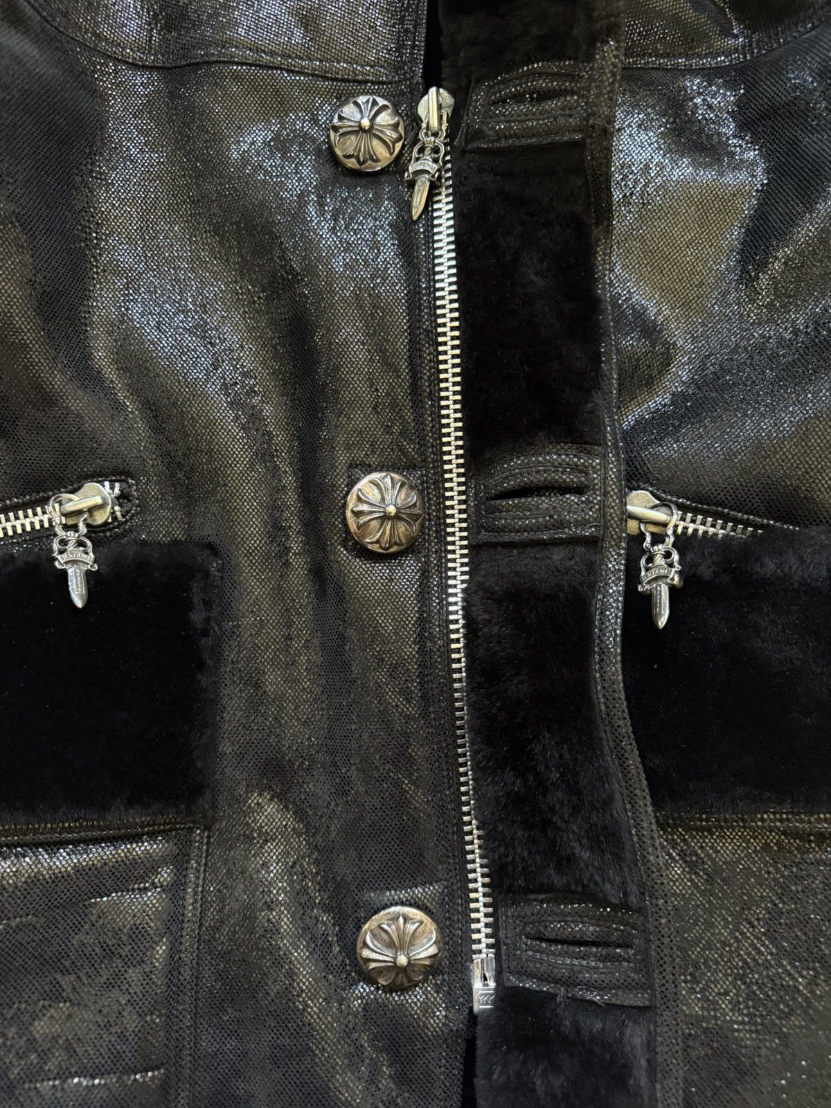 Chrome Hearts One of One Foil Suede Shearling Peacoat Size US M / EU 48-50 / 2 - 2 Thumbnail