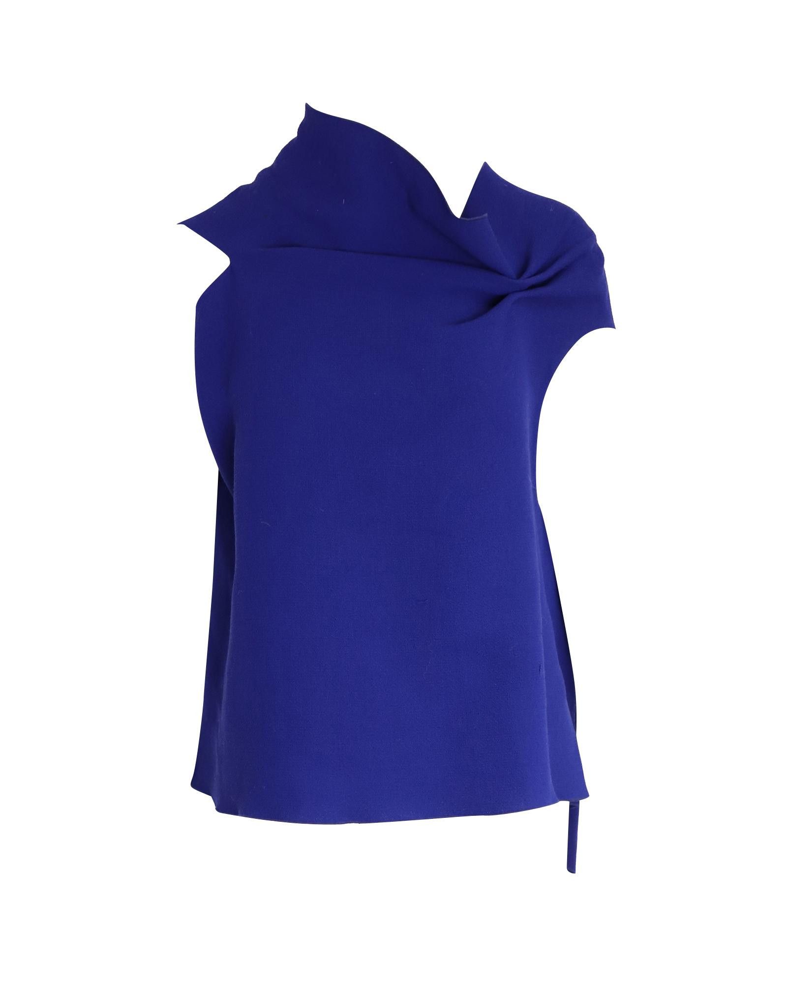 image of Asymmetric Stylized Top In Blue Wool By Roland Mouret, Women's (Size Medium)