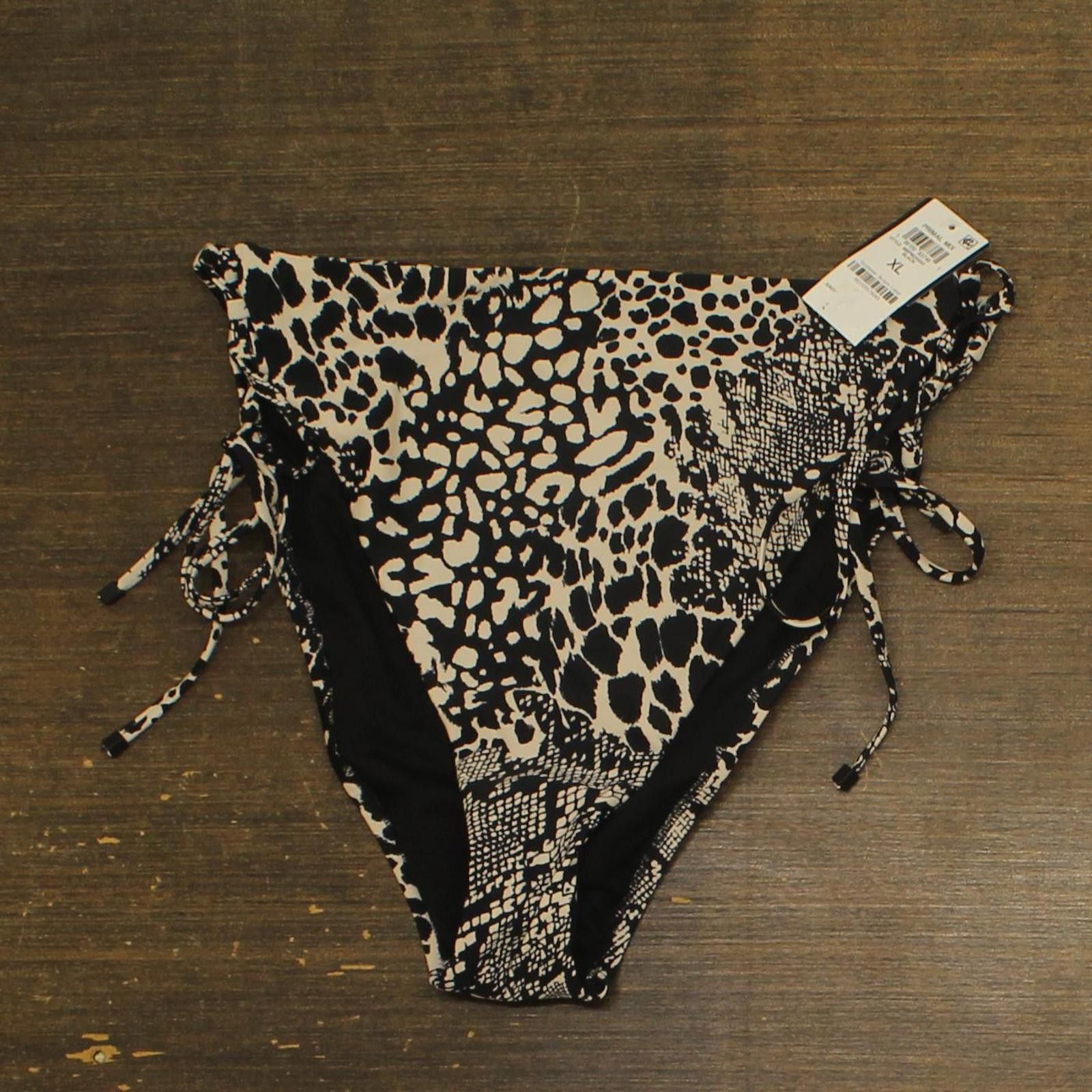 Bar III Nwt Bar Iii Printed Lace Up Bikini Bottoms Black Multi Xl Size ONE SIZE - 1 Thumbnail
