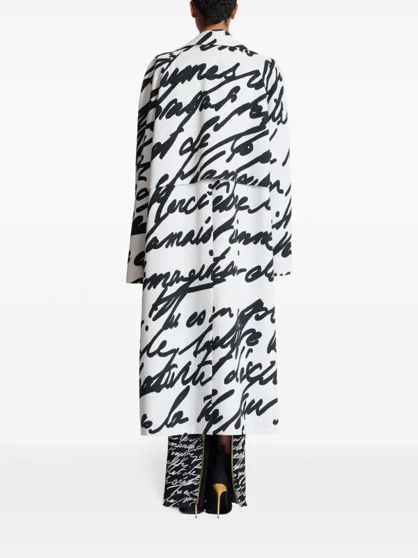 Balmain o1s1wg111225 Love Letter Reversible Coat in Black/White Size S / US 4 / IT 40 - 3 Thumbnail