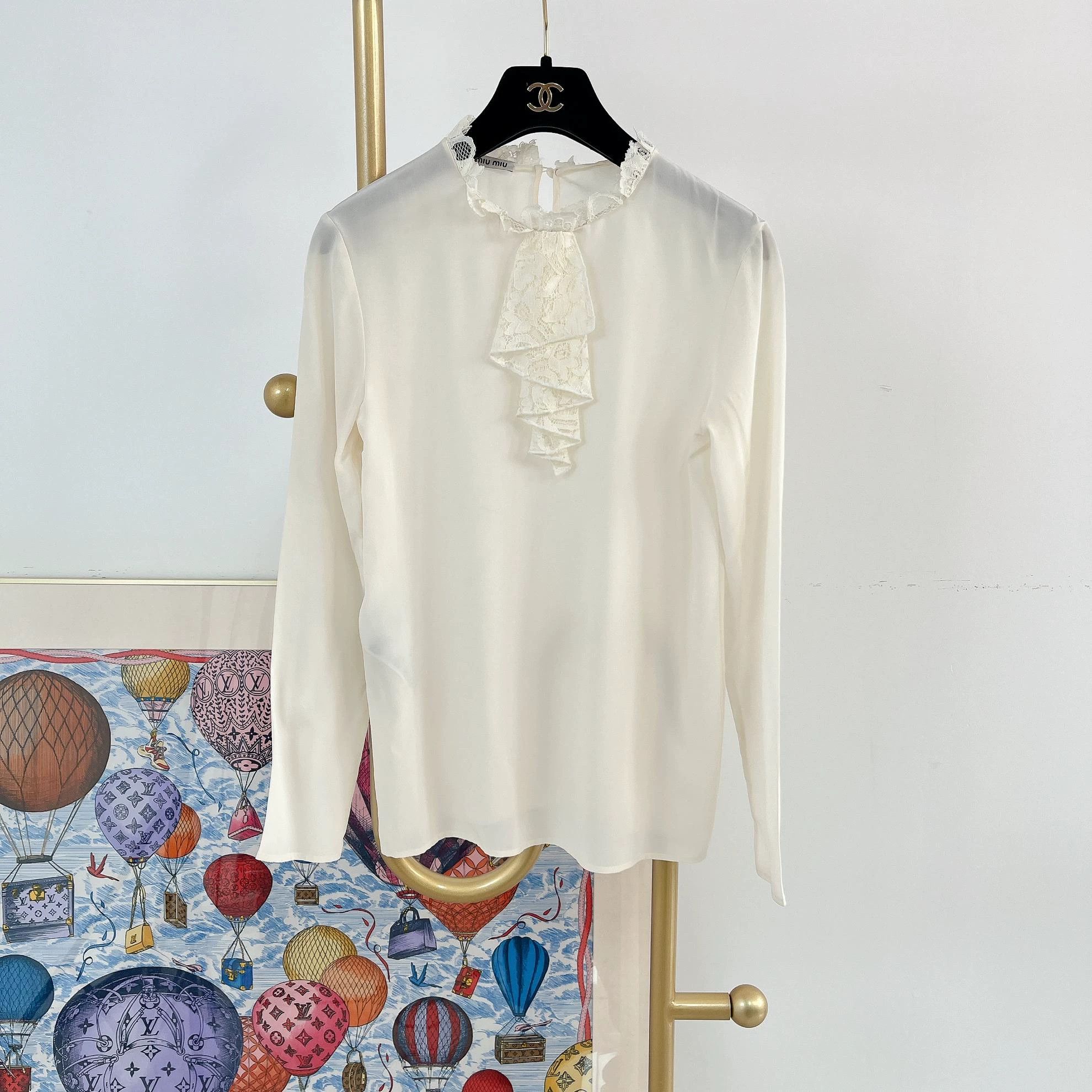 MIU MIU White Silk Top 36 7476