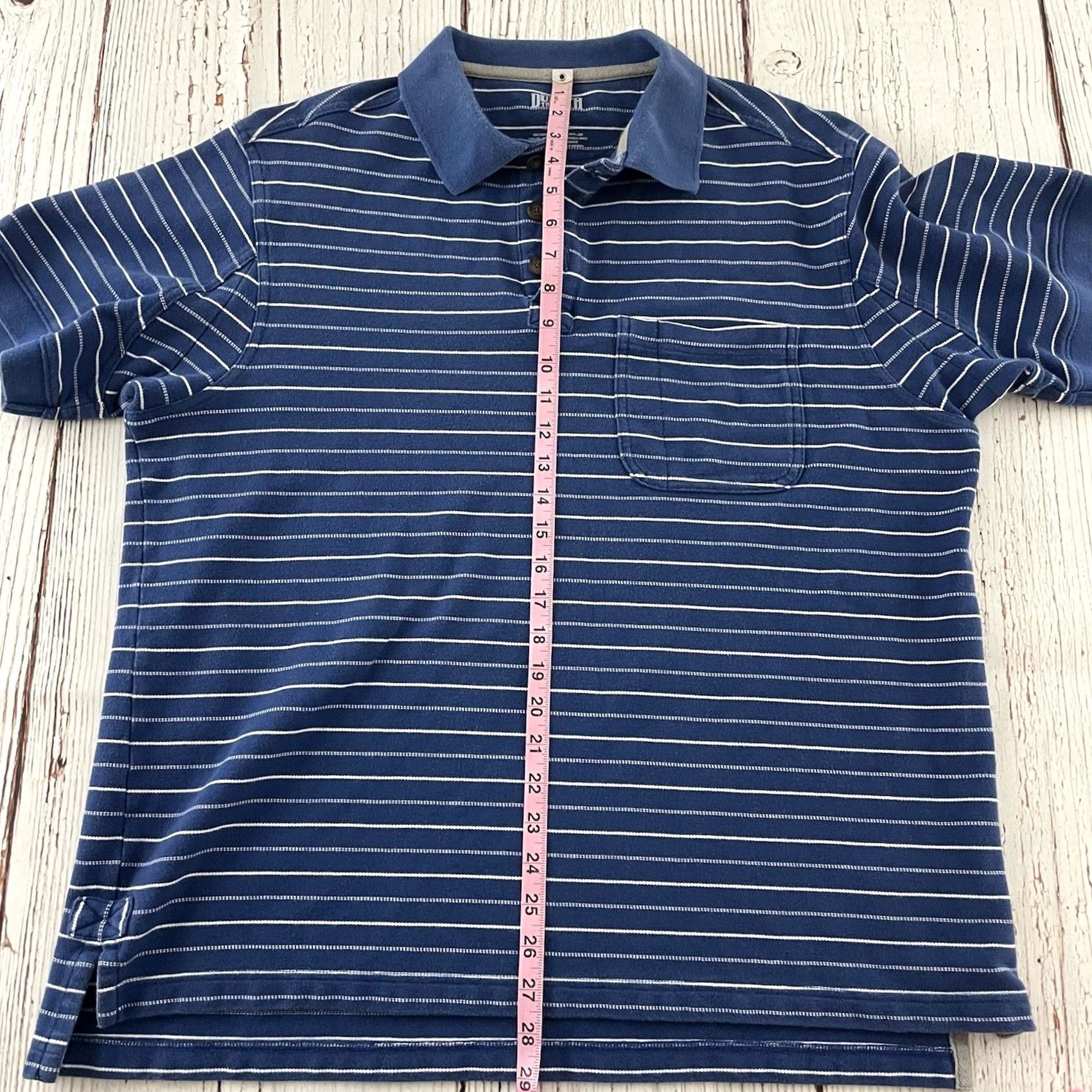 CO Duluth Short Sleeve Striped Button Front Polo Shirt Men's Large Blue Size US L / EU 52-54 / 3 - 4 Thumbnail