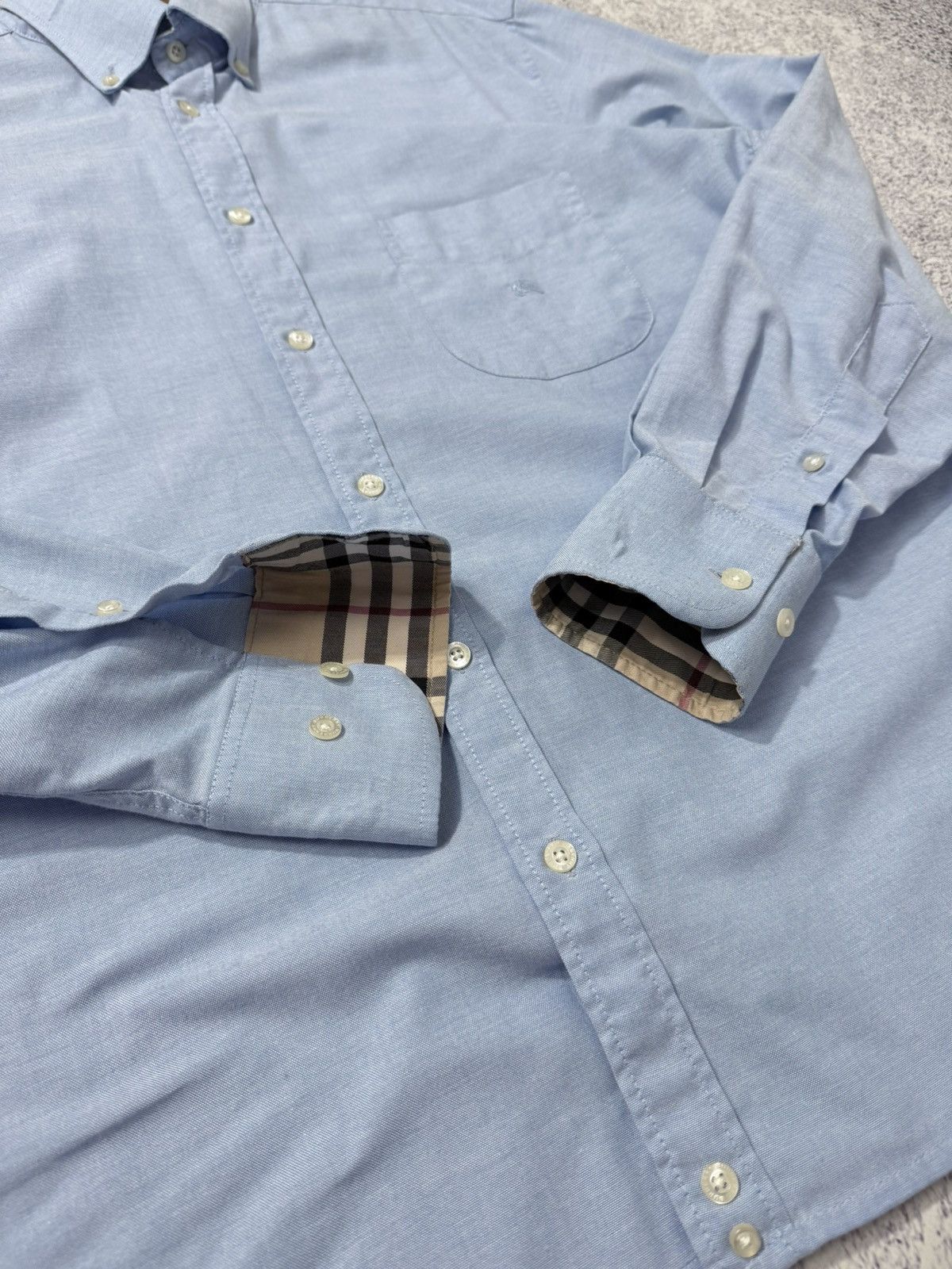 Burberry × Vintage Vintage Burberry London Blue Button Up Shirt Size XL Size US XL / EU 56 / 4 - 6 Thumbnail