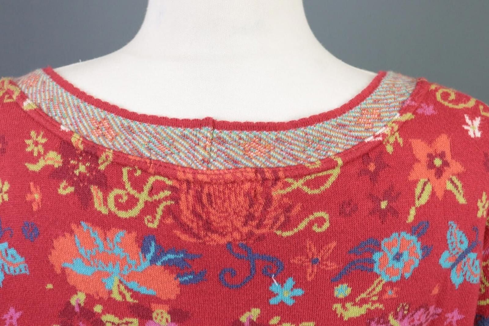 Designer Dunque Red Floral Wool Button Cardigan Sweater Size XL Size XL / US 12-14 / IT 48-50 - 11 Thumbnail