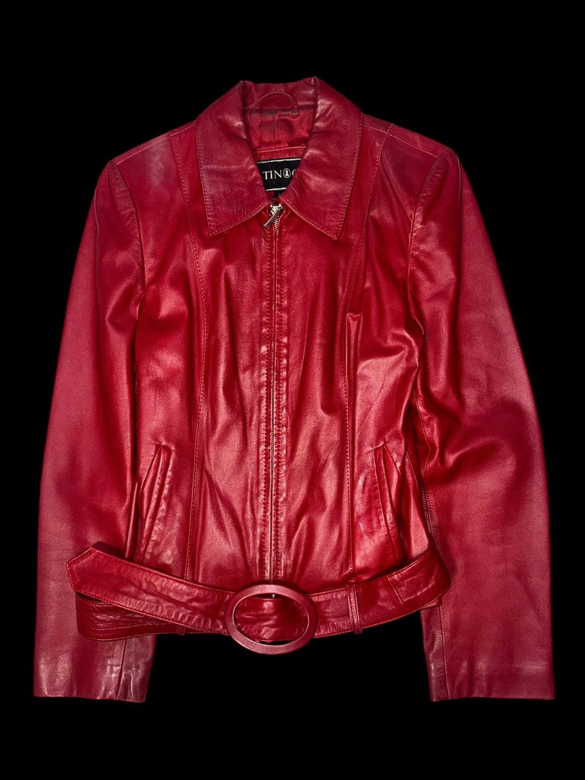 Other ‼️free ship‼️ vintage leather jacket glamour red Size L / US 10 / IT 46 - 1 Thumbnail