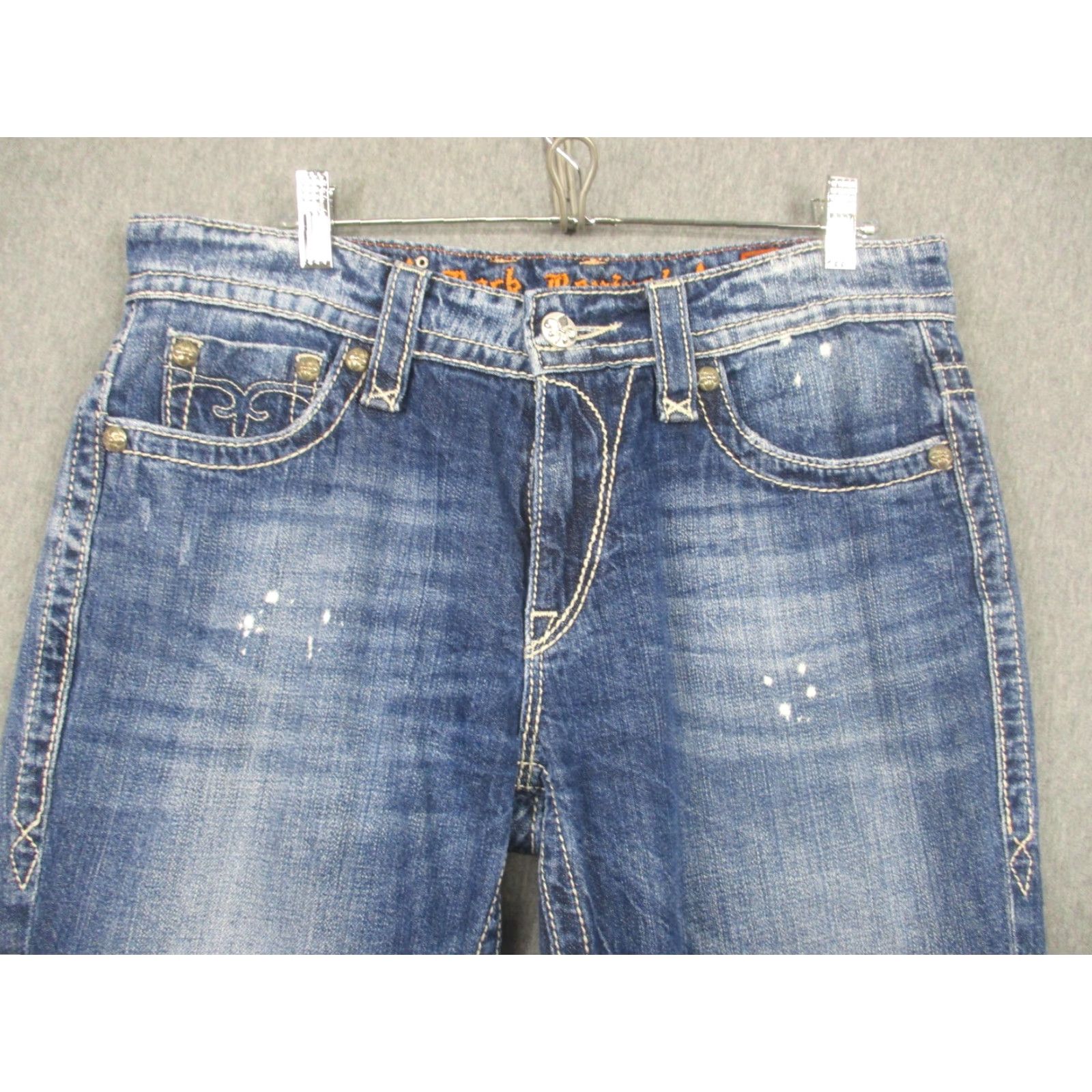 Vintage Rock Revival Jeans Womens 29 Blue Emilie Boyfriend Distressed Selvedge Size 29" - 2 Thumbnail