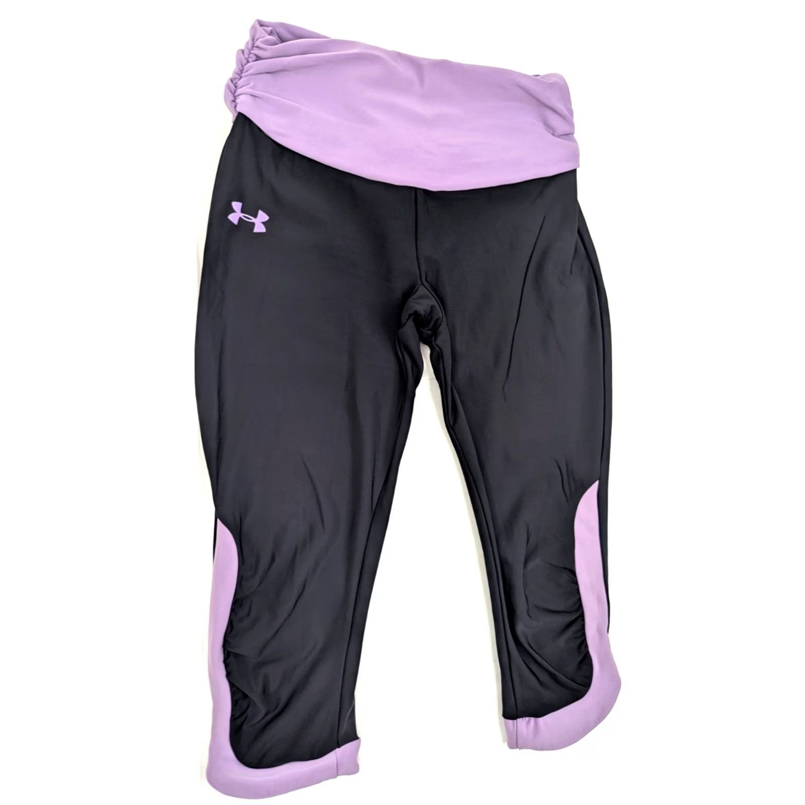 Under Armour Under Armour HeatGear Leggings Women S Petite Black Compression Woven Bow Waist Size 28" / US 6 / IT 42 - 2 Thumbnail