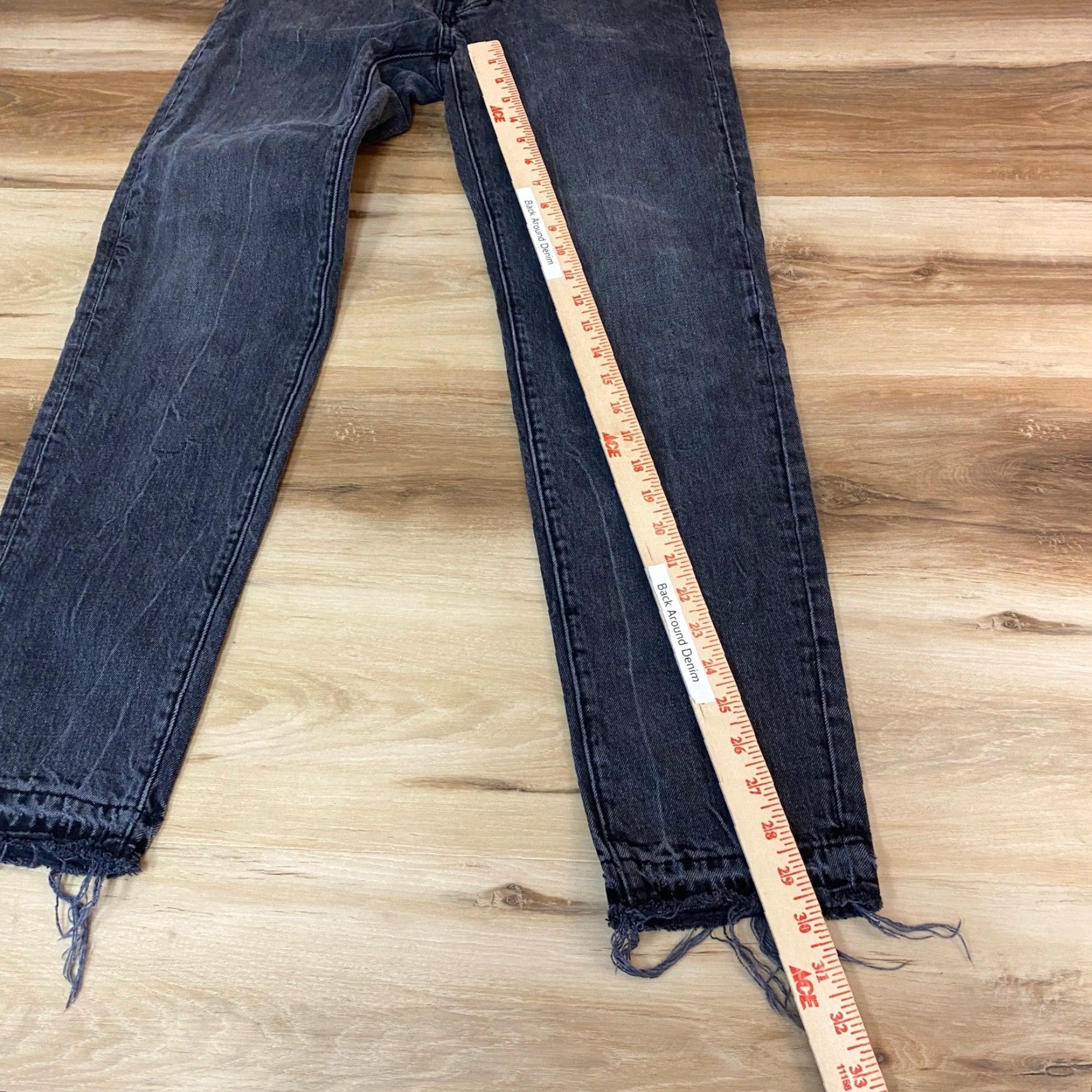 Abercrombie & Fitch Abercrombie & Fitch Jeans Mens 29x30 Slim Straight Black Frayed Hem Denim Cotton Blend Vintage Style Pants Size US 29 - 4 Thumbnail