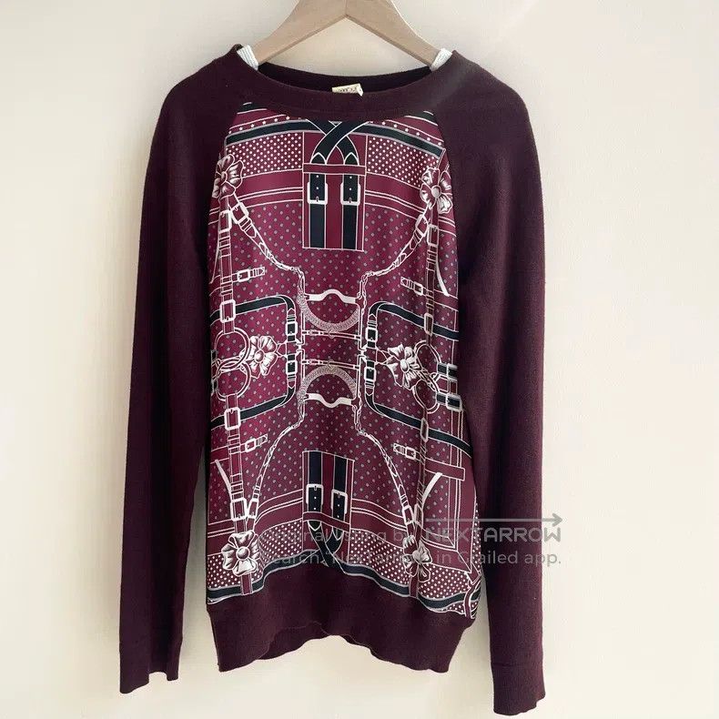 Hermes Hermes Burgundy Silk and Wool Knit Sweater Size XXS / US 00 / IT 34 - 1 Thumbnail