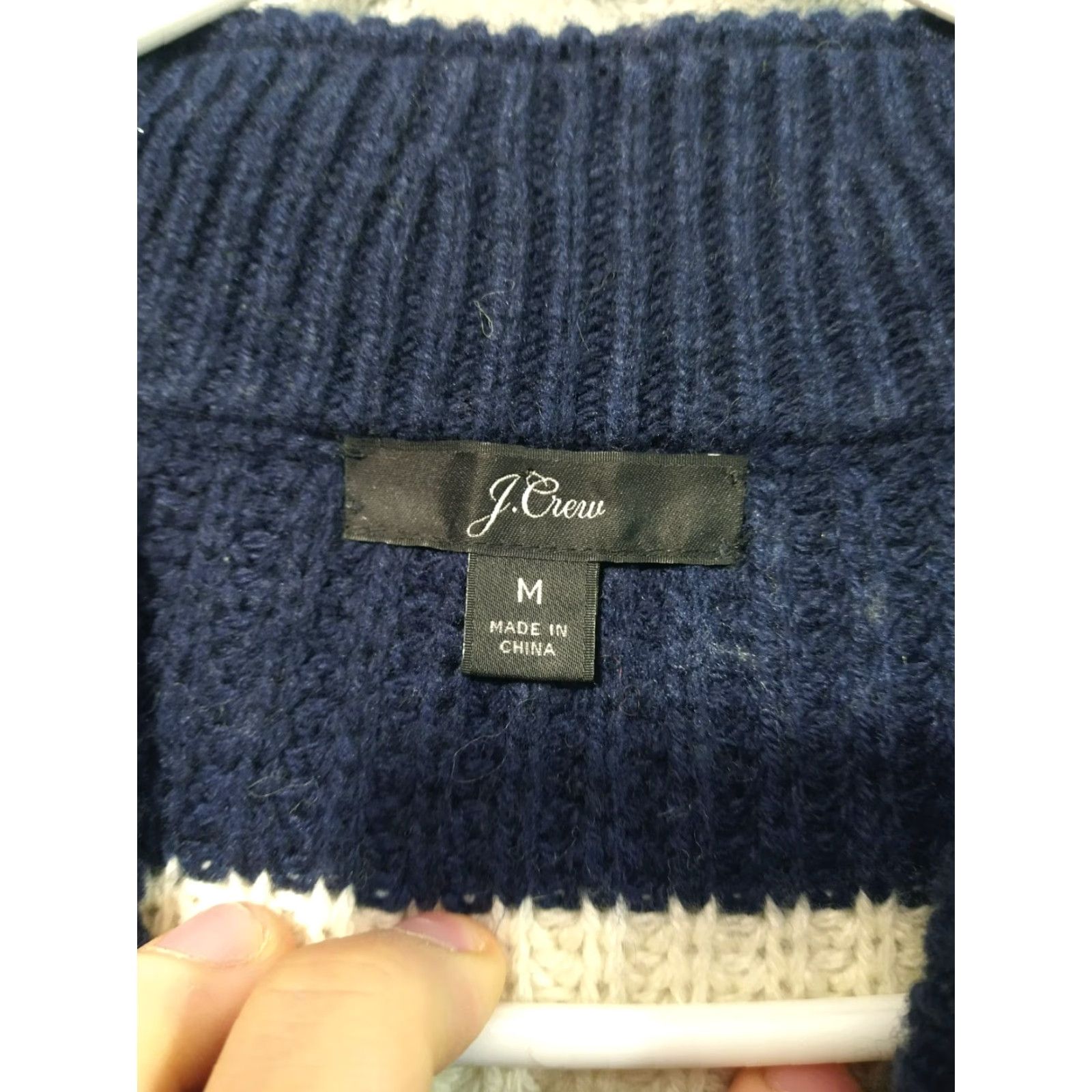 J.Crew J.CREW Sweater Womens Medium Blue White Striped Cable-Knit Wool Blend Crew Neck Pullover Casual Knit Shirt Womens M Blue Striped Cable Knit Wool Blend Size M / US 6-8 / IT 42-44 - 5 Thumbnail