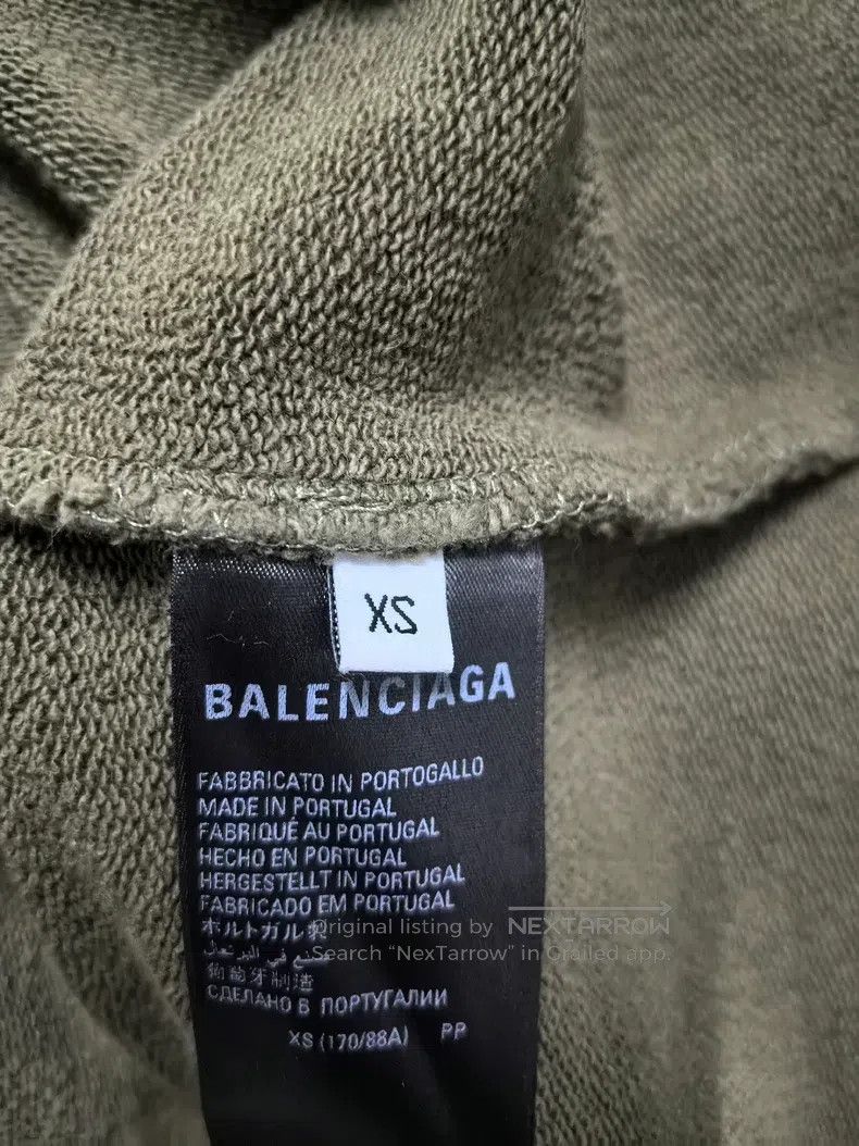 Balenciaga Balenciaga Army Green Embroidered Logo Distressed Hoodie Size US XS / EU 42 / 0 - 6 Thumbnail