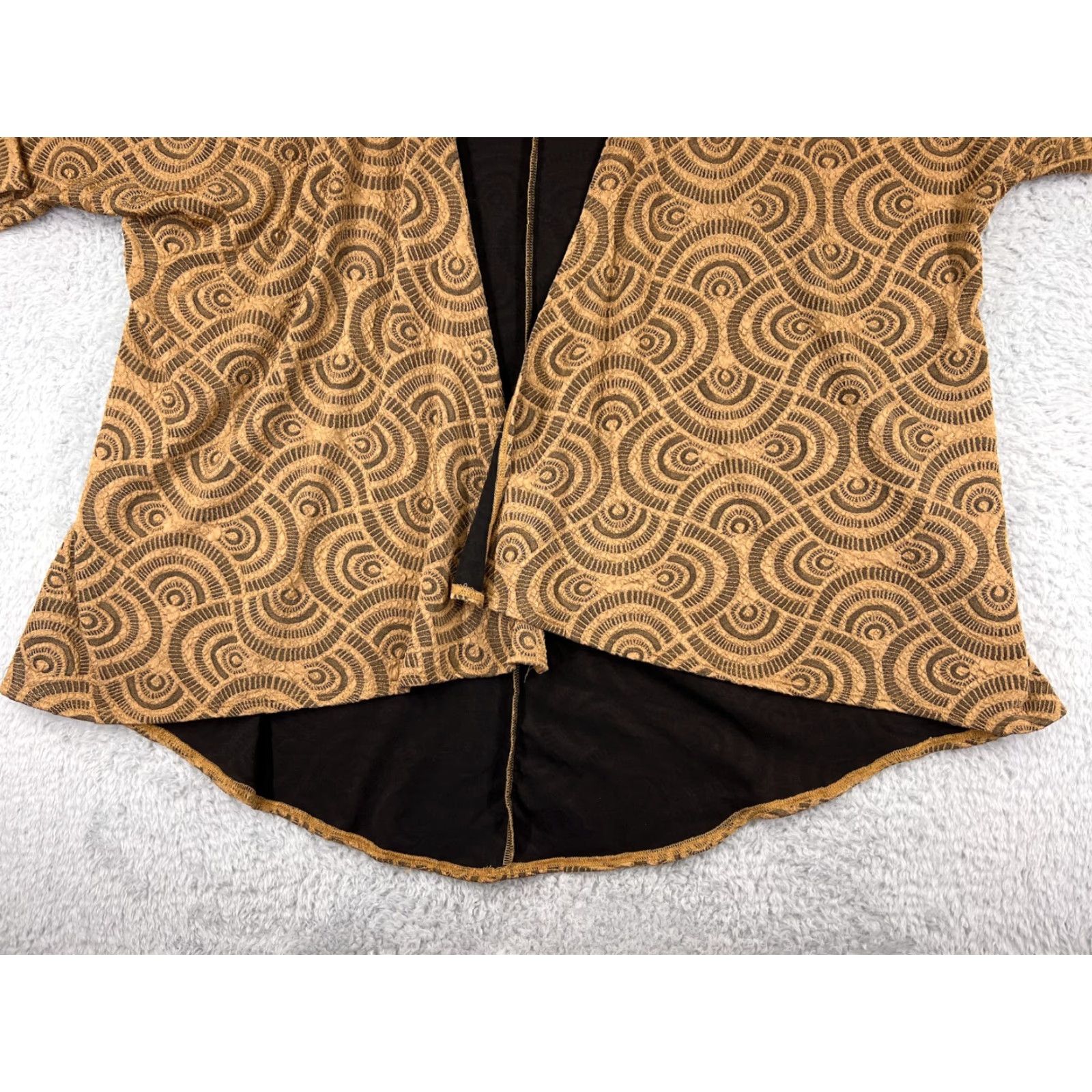 Vintage LuLaRoe Cardigan Women’s Large Lightweight Gold Black Pattern USA Made USA Size L / US 10 / IT 46 - 6 Thumbnail