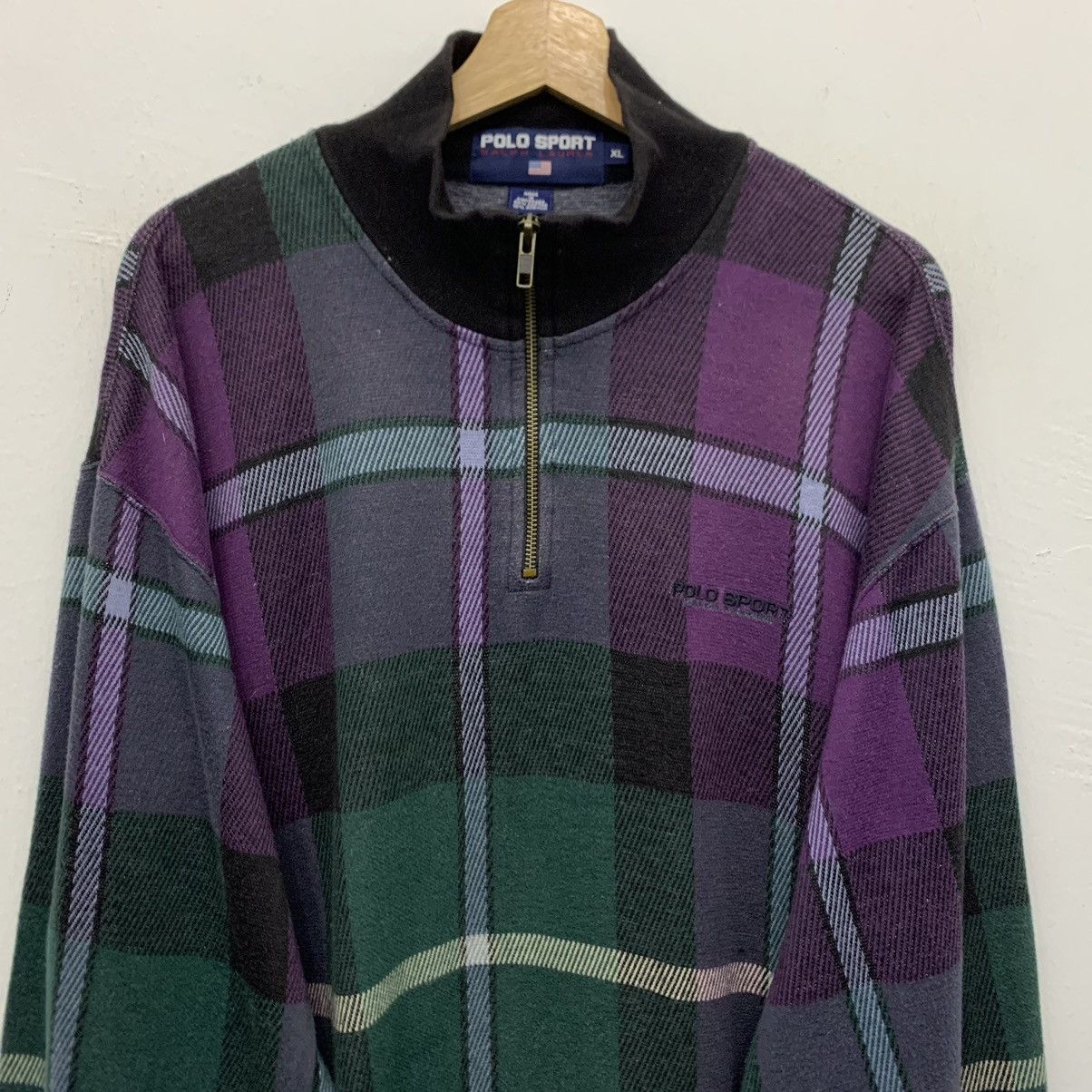 Ralph Lauren Vintage 90s Polo Sport Checkered Half Zip Sweatshirt Size US XL / EU 56 / 4 - 3 Thumbnail