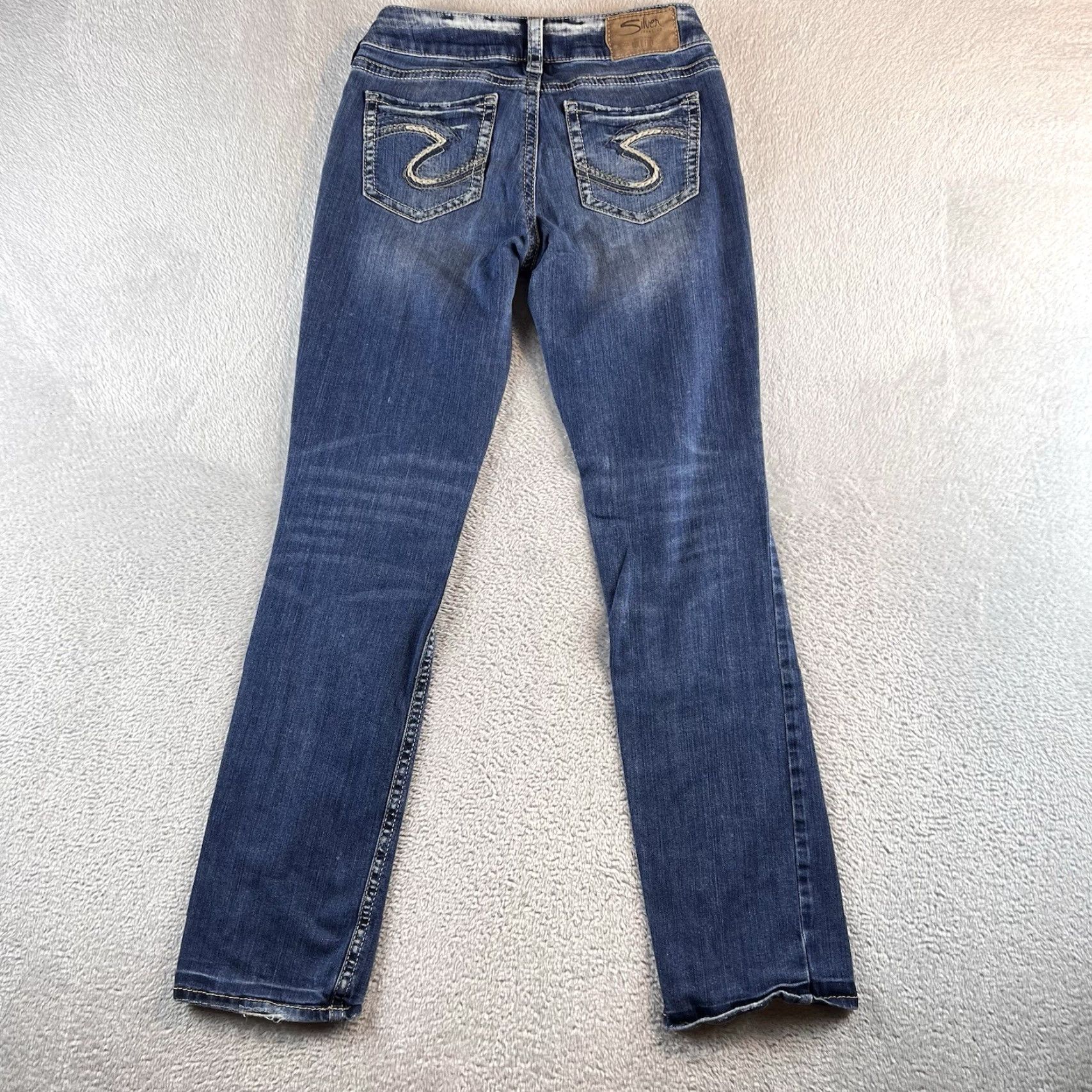 Silver Jeans Co. Silver Jeans Womens 27X32 Jeans 27x29 Blue Dark Wash Suki Mid Straight Stretch Size 27" / US 4 / IT 40 - 2 Thumbnail