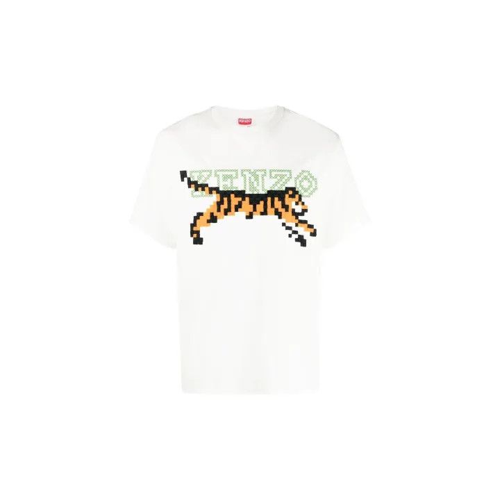 Kenzo KENZO Pixelated Tiger Logo Crew Neck T-Shirt 0079 Size US XL / EU 56 / 4 - 1 Thumbnail