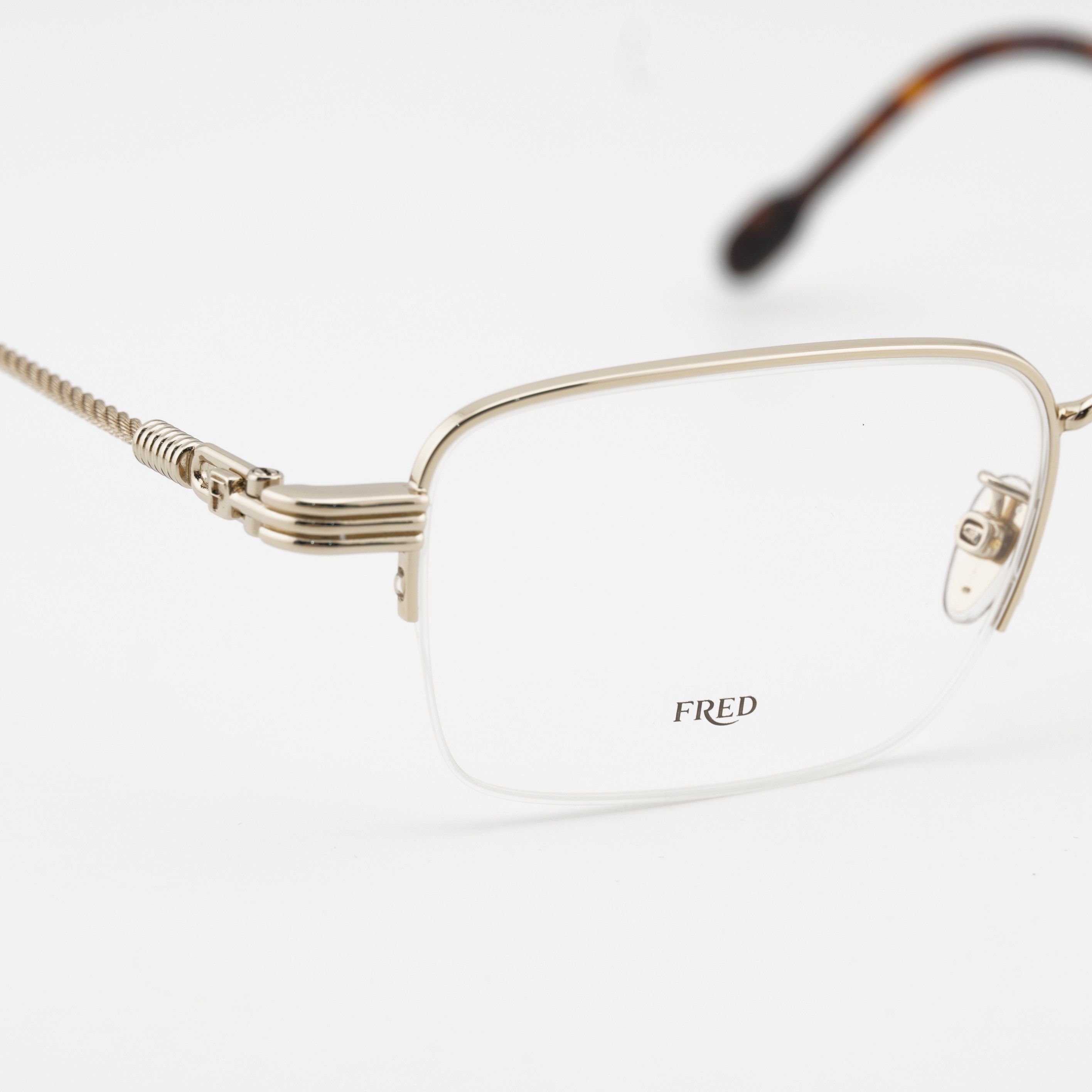FRED Fred FG50048F 032 Men Eyeglasses Gold 55mm Rectangle Frame Size ONE SIZE - 2 Thumbnail