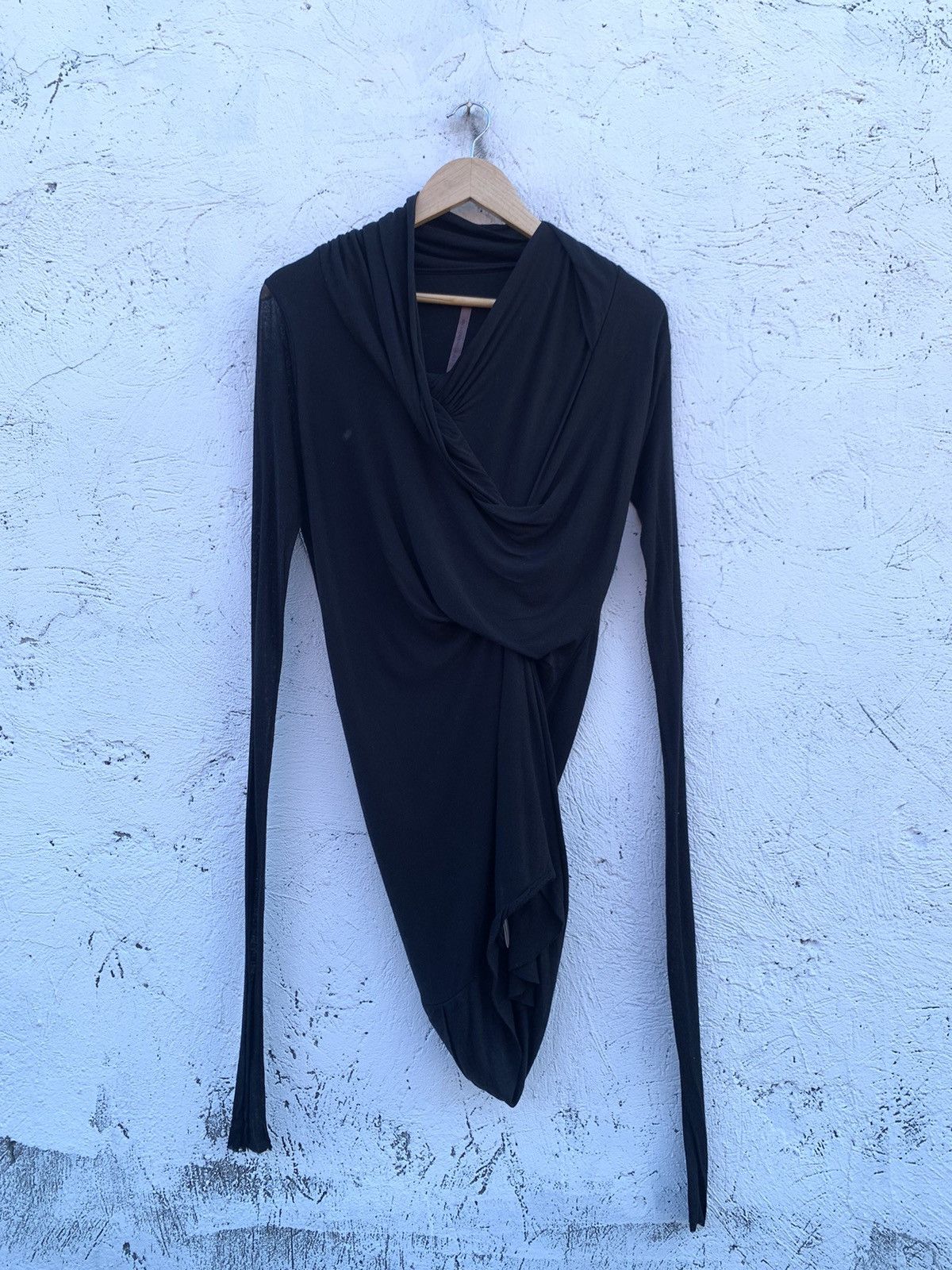image of Rick Owens Lilies Draped Long-Sleeve Top in Black, Women's (Size Medium)