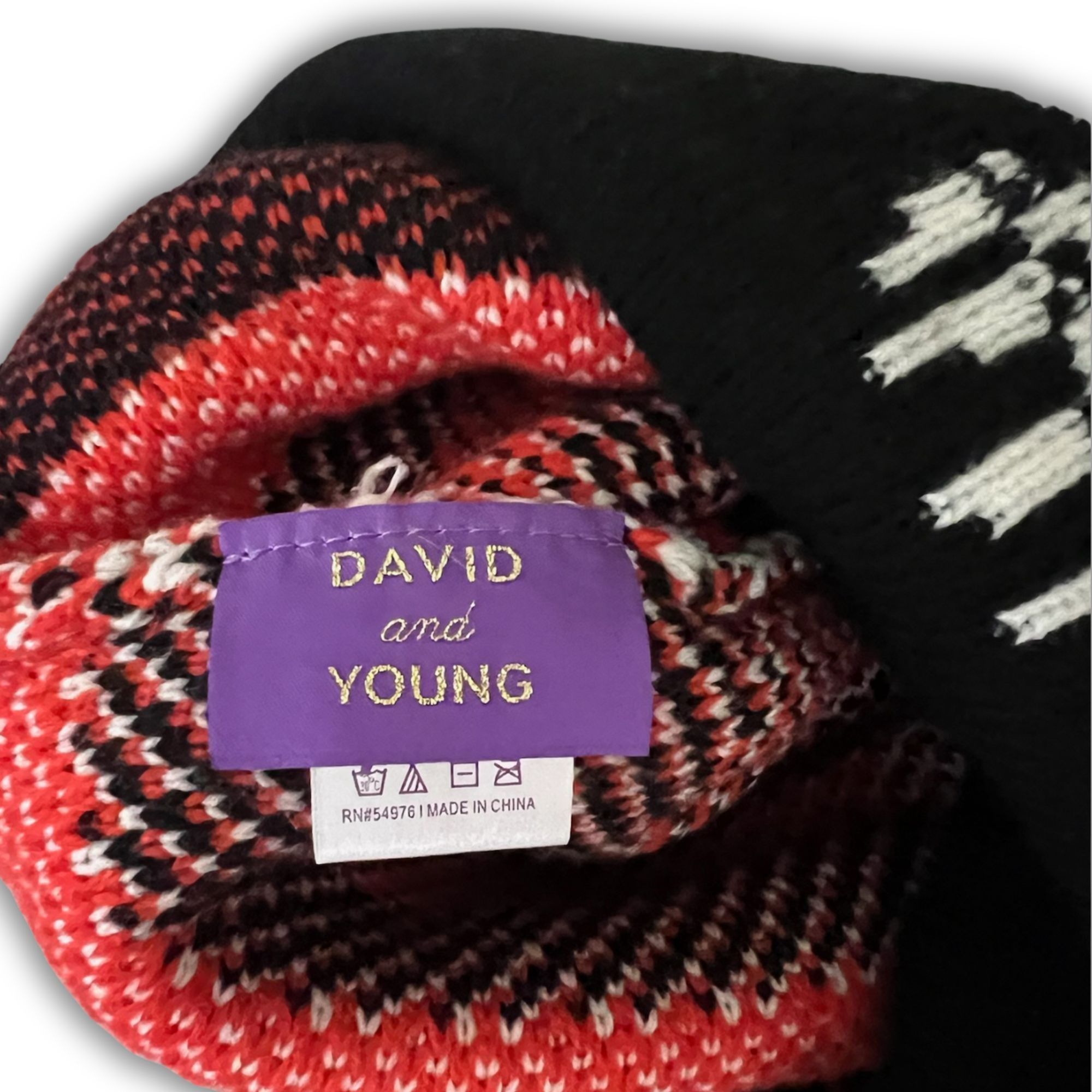 Other David & Young Ghost Skeleton Beanie With Pom Pom - Orange & Size ONE SIZE - 4 Thumbnail