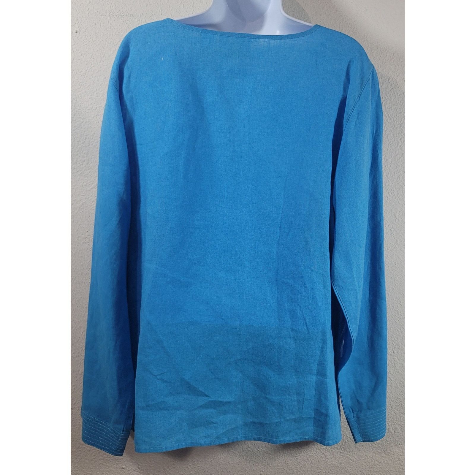 Other Liz Claiborne Lizwear Blue Button Up Collarless Top XL Size XL / US 12-14 / IT 48-50 - 2 Thumbnail