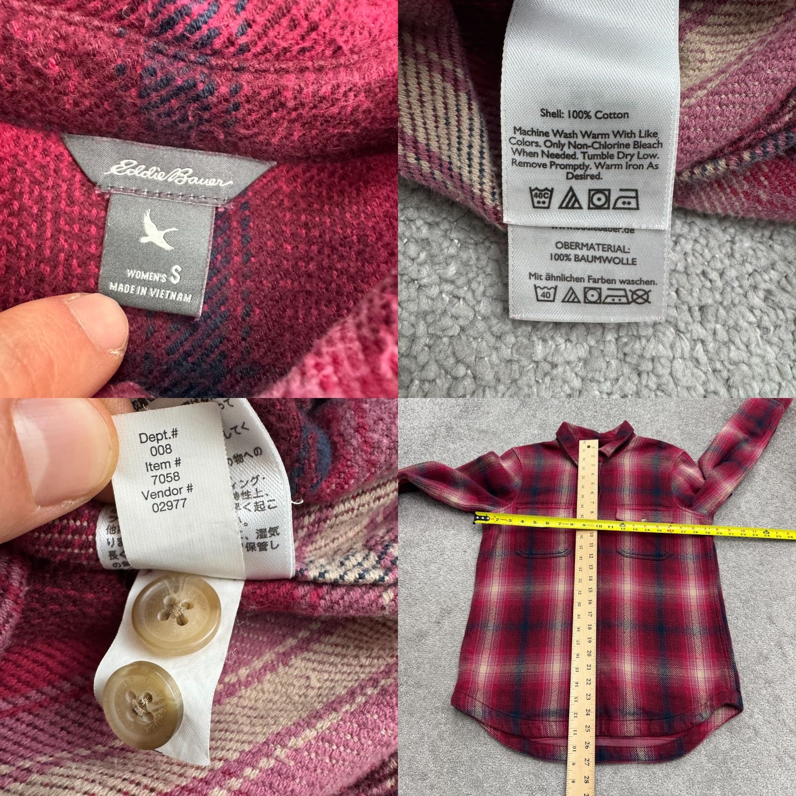 Eddie Bauer Eddie Bauer Button-Down Flannel Shirt Womens Small Red Plaid Cotton Size S / US 4 / IT 40 - 8 Thumbnail
