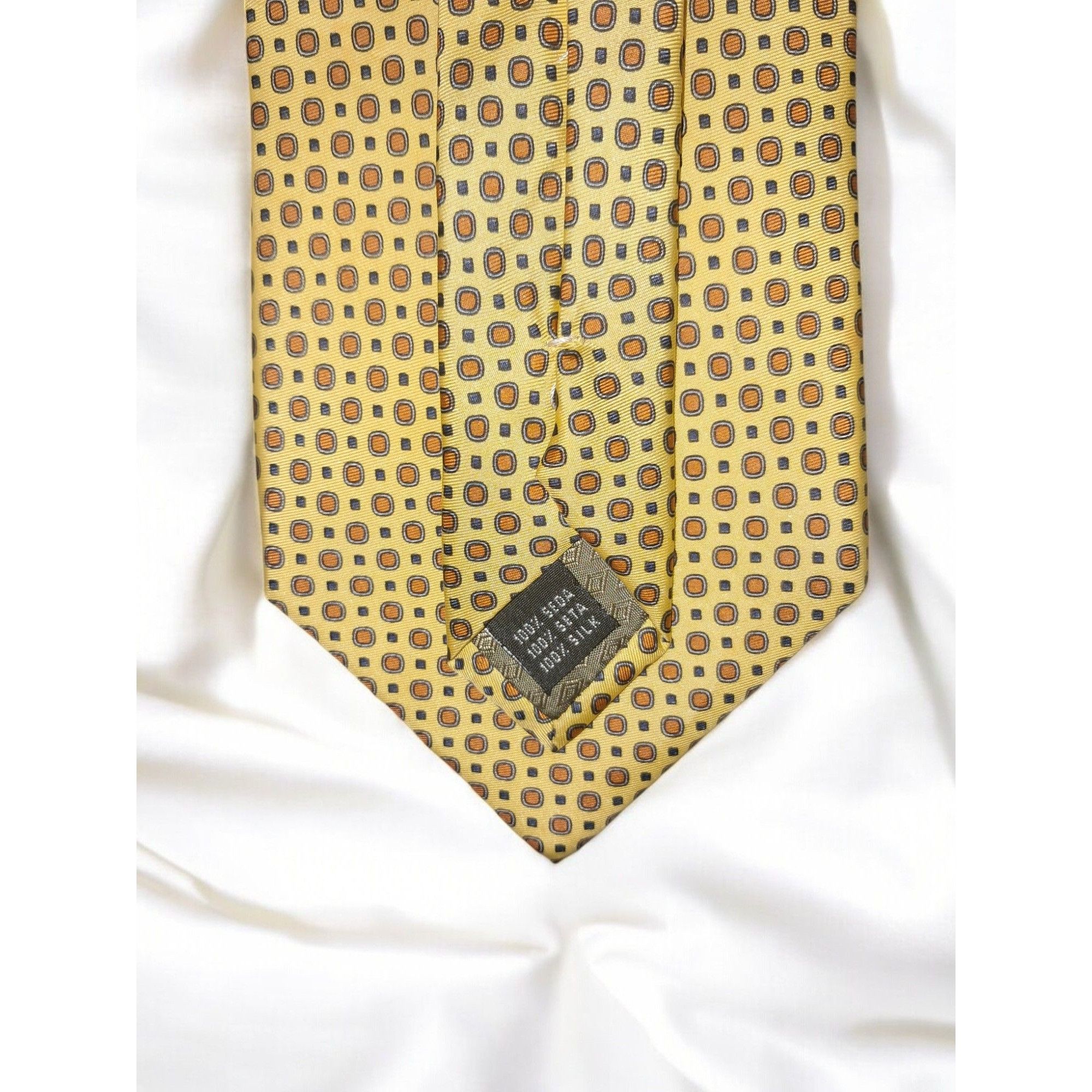 Other Antiche Seterie Fiorentine 100% Silk Tie—Yellow & Red Geomet Size ONE SIZE - 8 Thumbnail