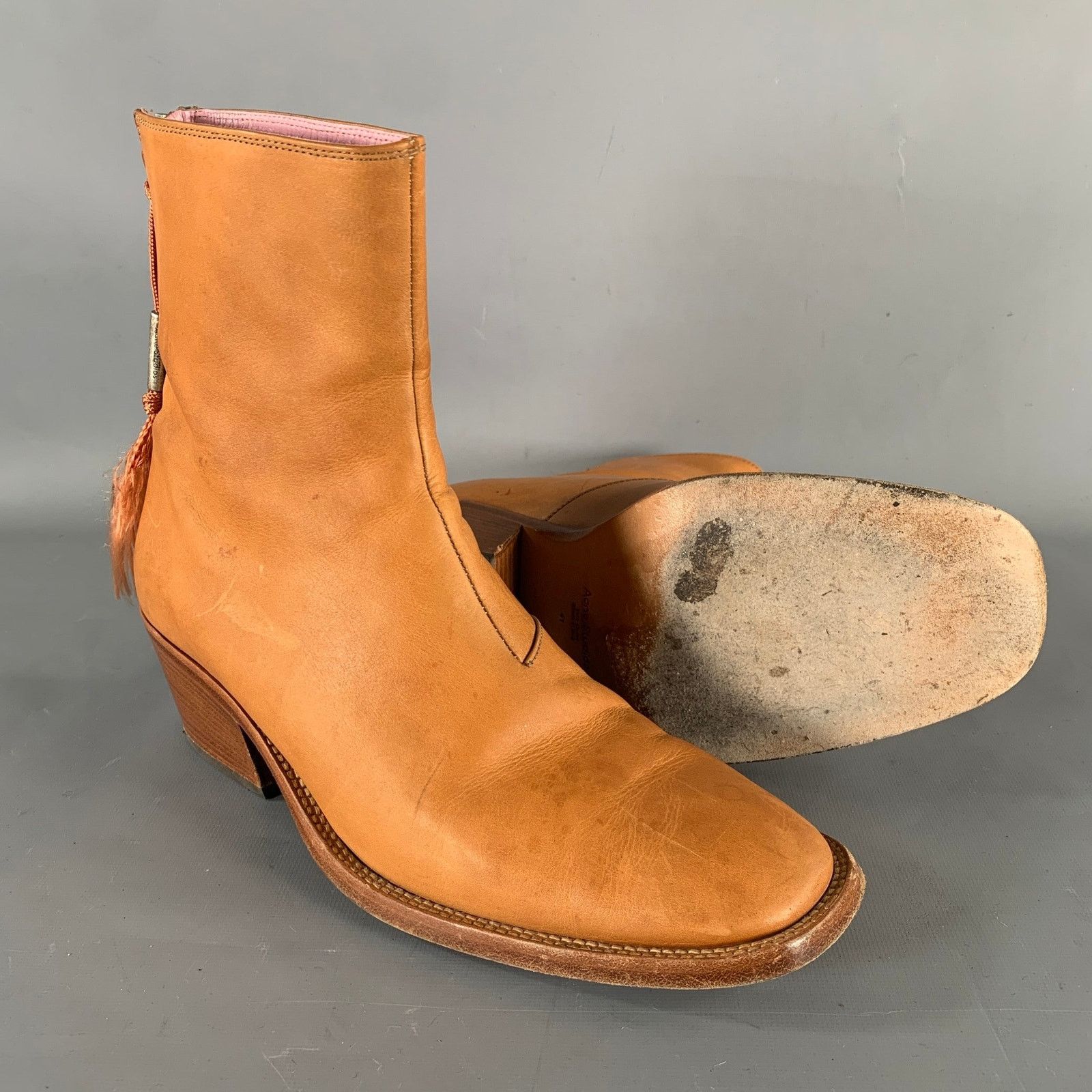 Acne Studios ACNE Size 8 Brown Crackled Leather Ankle Boots Size US 8 / EU 41 - 5 Thumbnail