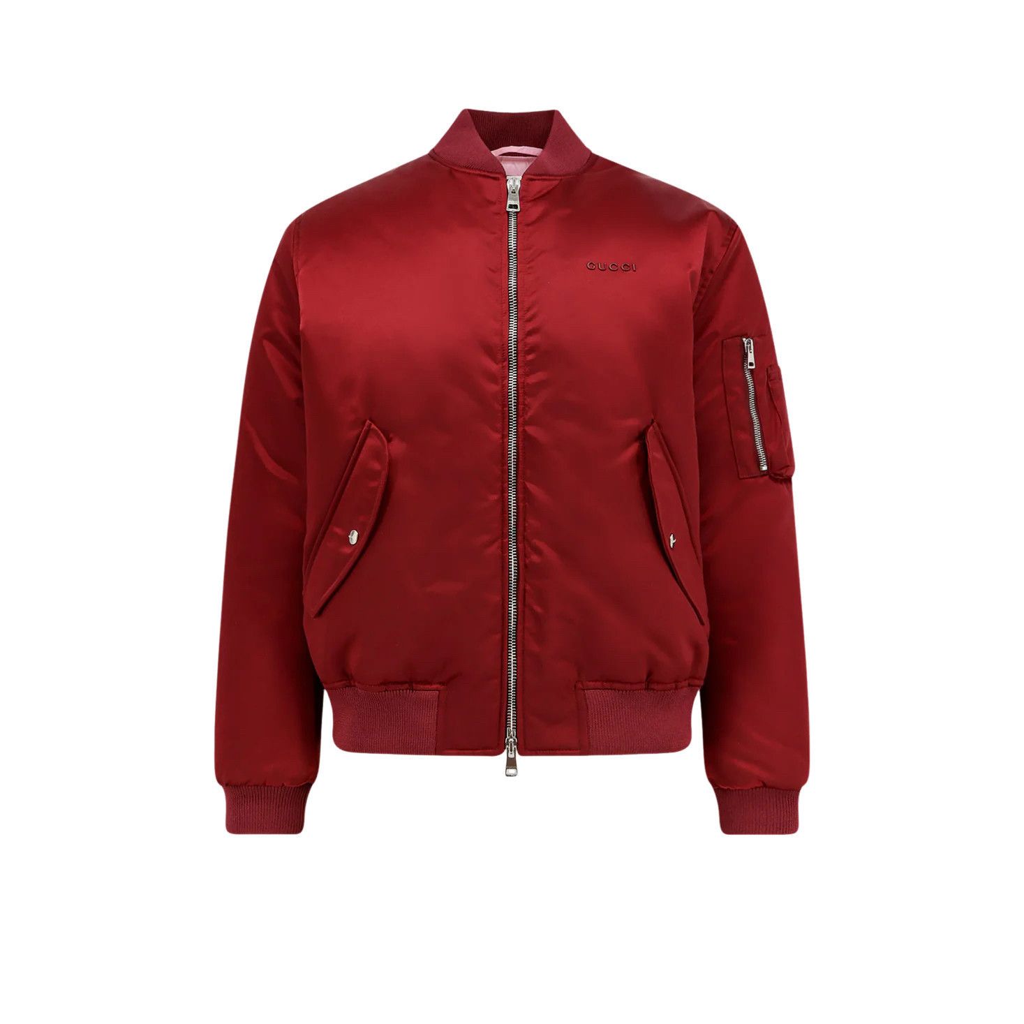 Gucci GUCCI Red Nylon Bomber Jacket New & Authentic (Men's size:M; Size US M / EU 48-50 / 2 - 1 Thumbnail
