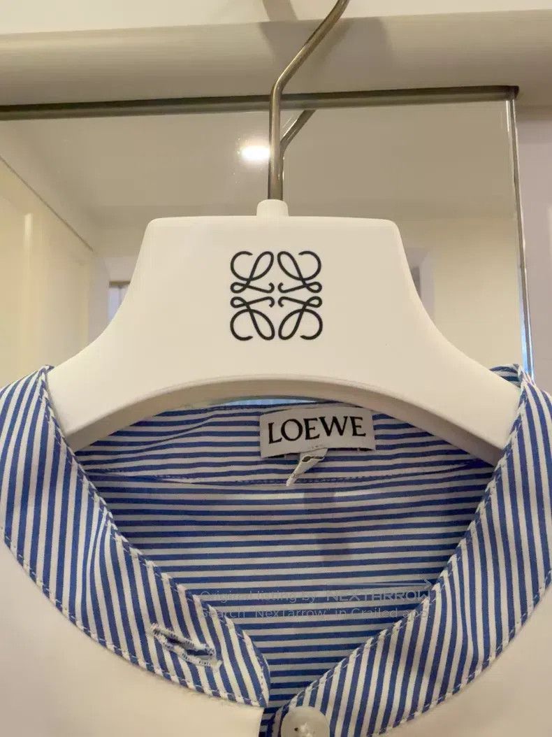 Loewe Loewe Blue and White Striped Oversized Collar Shirt Size XS / US 0-2 / IT 36-38 - 3 Thumbnail