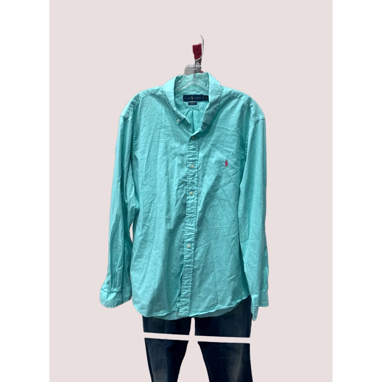 Ralph Lauren Ralph Lauren LONG SLEEVE SHIRT XL Mens Aqua Green Multicolor 17.5 x 36/37 Size US XL / EU 56 / 4 - 1 Thumbnail