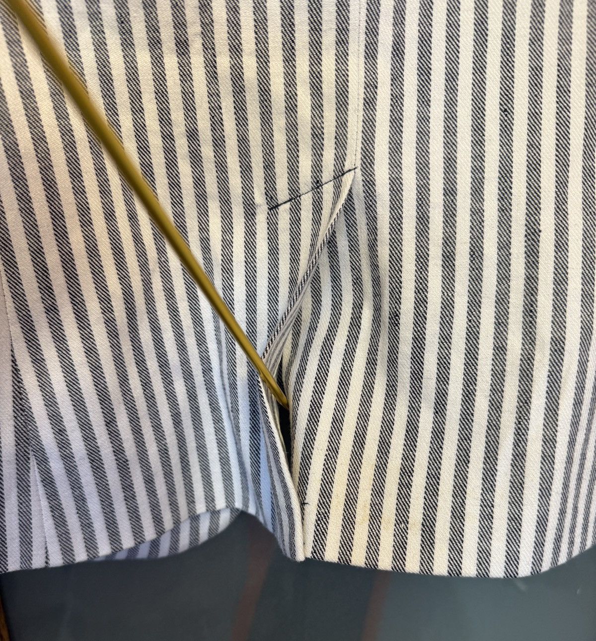 Banana Republic Banana Republic Navy White Pinstripe Linen Cotton Blazer Size S / US 4 / IT 40 - 7 Thumbnail