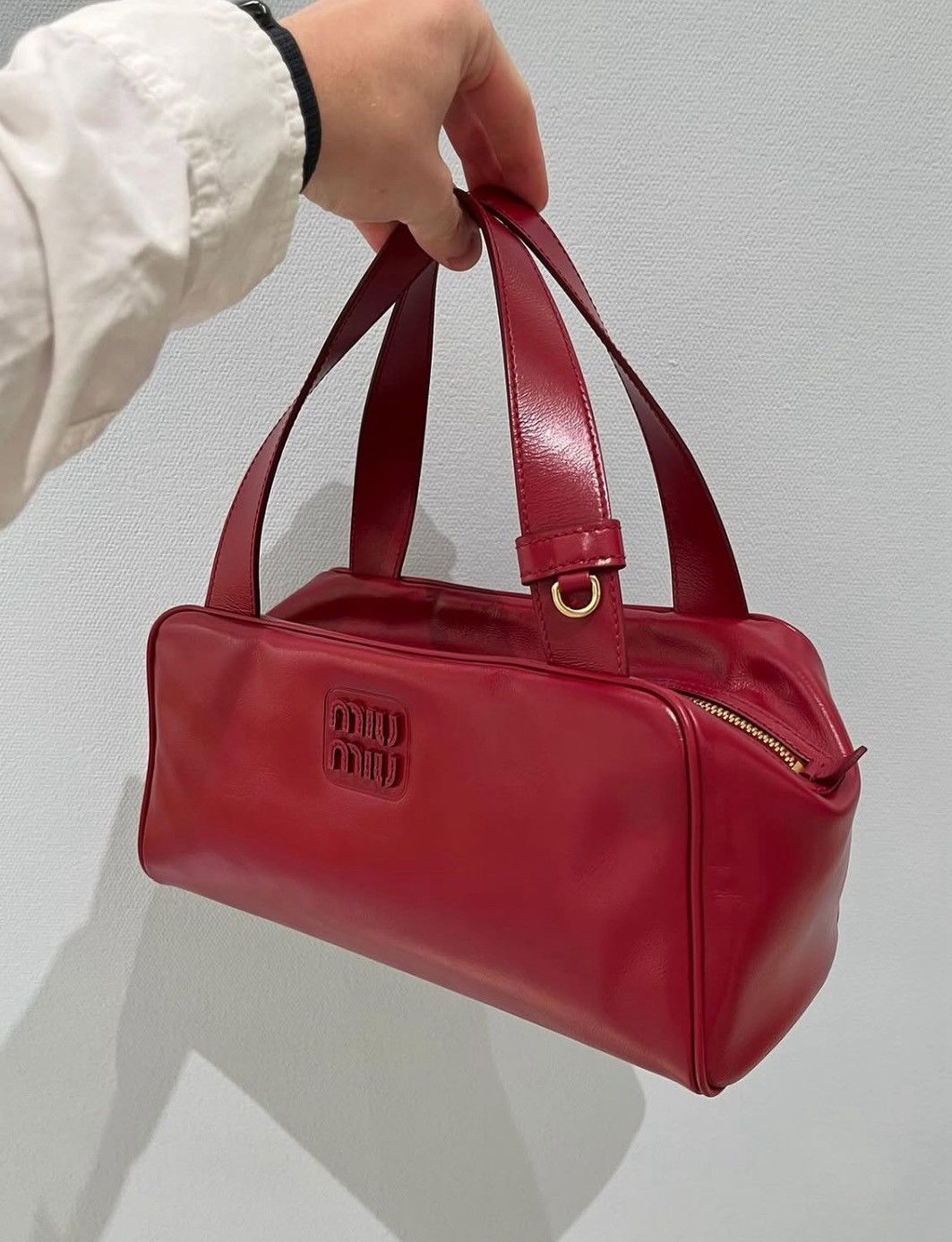 Miu Miu Miu Miu Miu Miu Bowling Small Red Leather Top Handle Bag Size ONE SIZE - 6 Thumbnail