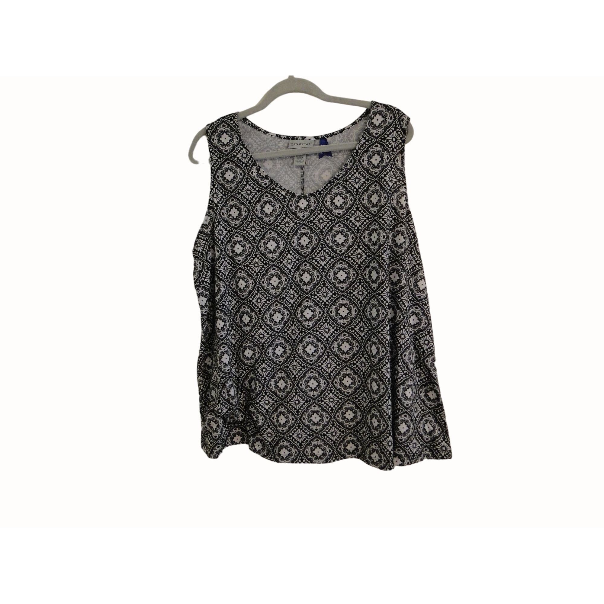 Other Catherines Tank Top Womens Petite 1X 18/20P Black White Geom Size XXL / US 16-18 / IT 52-54 - 4 Thumbnail