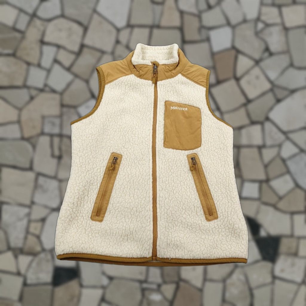 Marmot Marmot Vest Womens XS Cream Brown Wiley Polartec Sherpa Fleece Full Zip Hiking Vest Womens XS Beige Marmot Zip Lined Pockets Outdoor Autumn Winter Size XS / US 0-2 / IT 36-38 - 1 Thumbnail
