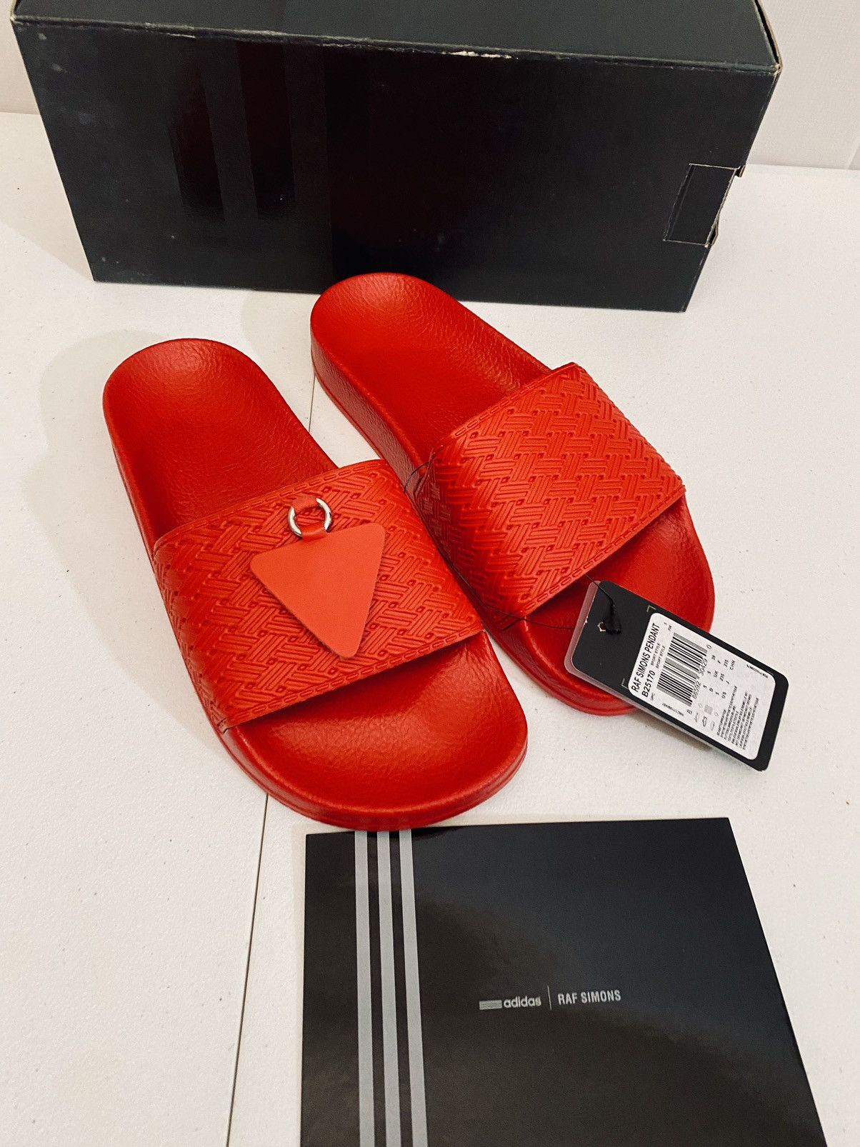Adidas × Raf Simons Raf Simons 🇮🇹 x Pendant Adilette Core Red Leather 7 W 5 M New Size US 7 / IT 37 - 9 Thumbnail
