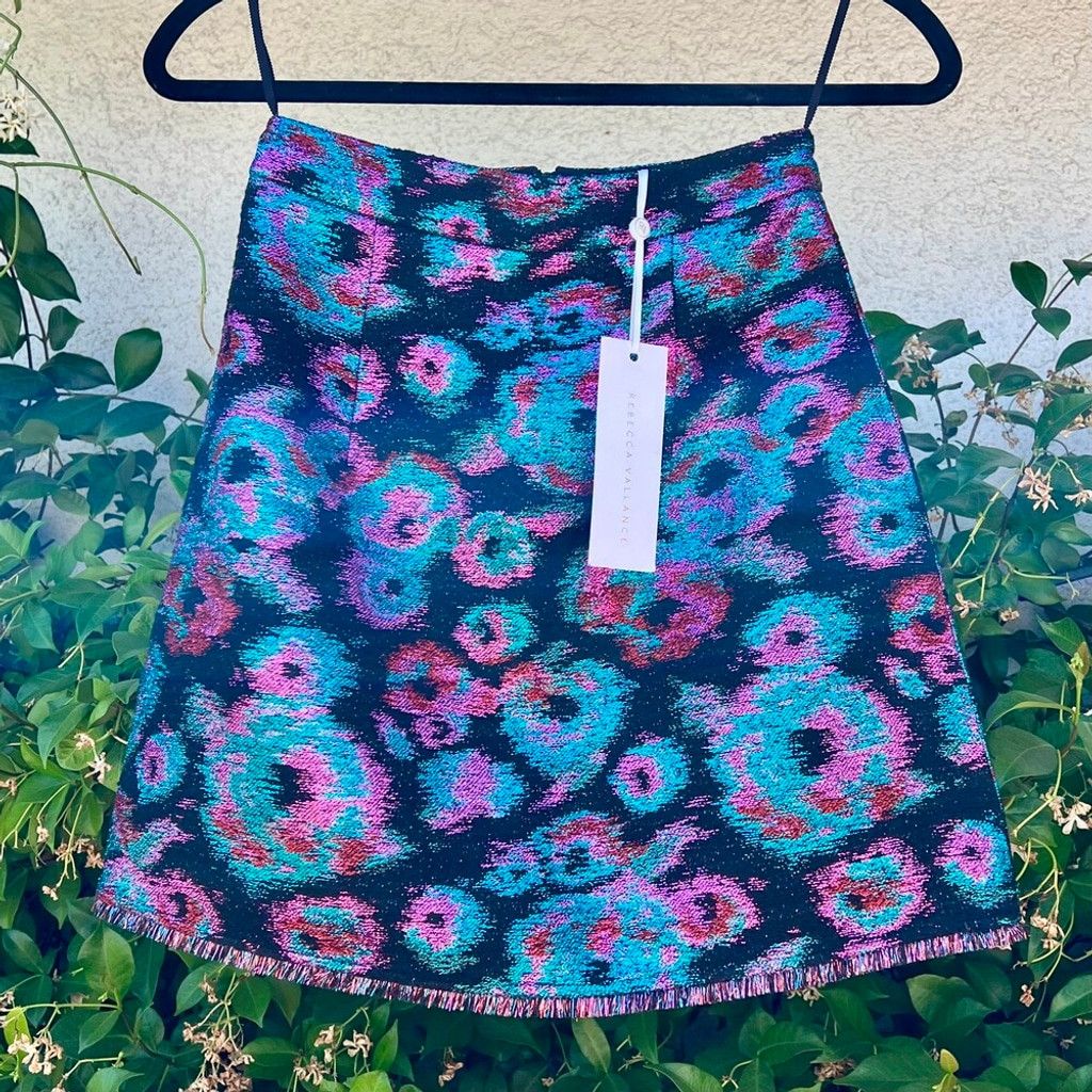 REVOLVE Rebecca Vallance Leila Metallic Floral Mini Skirt Small NWT Size 25" / US 0 / IT 36 - 3 Thumbnail