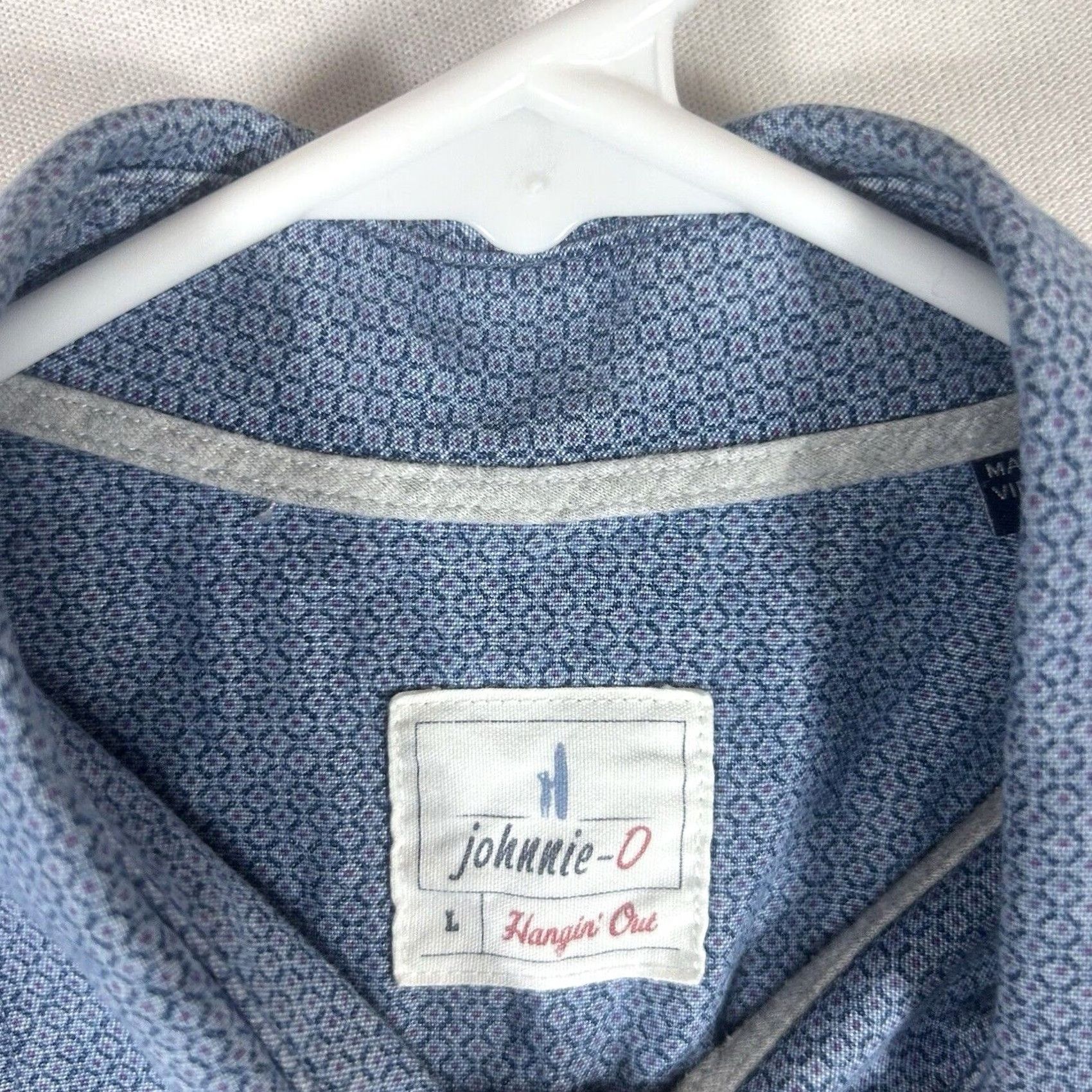 johnnie-O Johnnie-O Button-Up Long Sleeve Shirt Mens Large Blue Geometric Golf Size US L / EU 52-54 / 3 - 3 Thumbnail