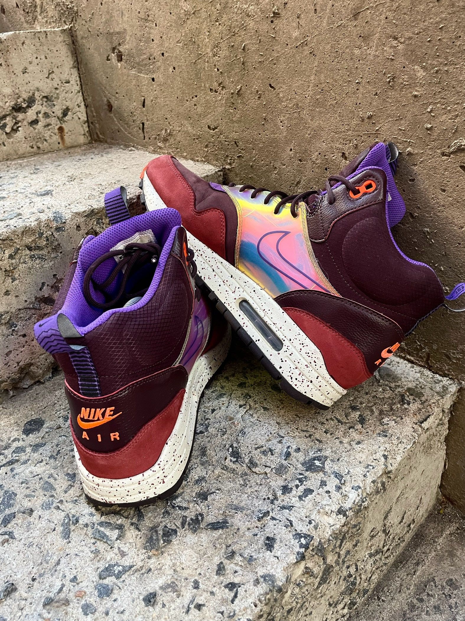 Nike × Vintage Nike WMNS Shoes Air Max 1 Mid Sneakerbord Deep Burgundy Size US 10.5 / IT 40.5 - 7 Thumbnail