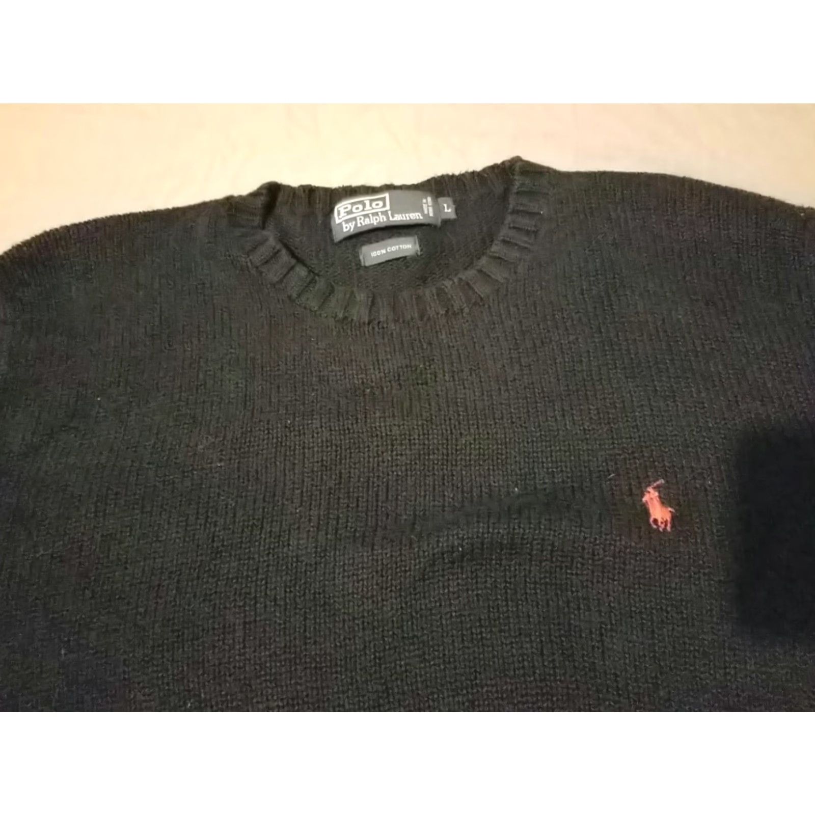 Polo Ralph Lauren Polo Ralph Lauren Sweater Shirt Mens L Large Navy Blue Cotton Crew Pullover Size US L / EU 52-54 / 3 - 2 Thumbnail