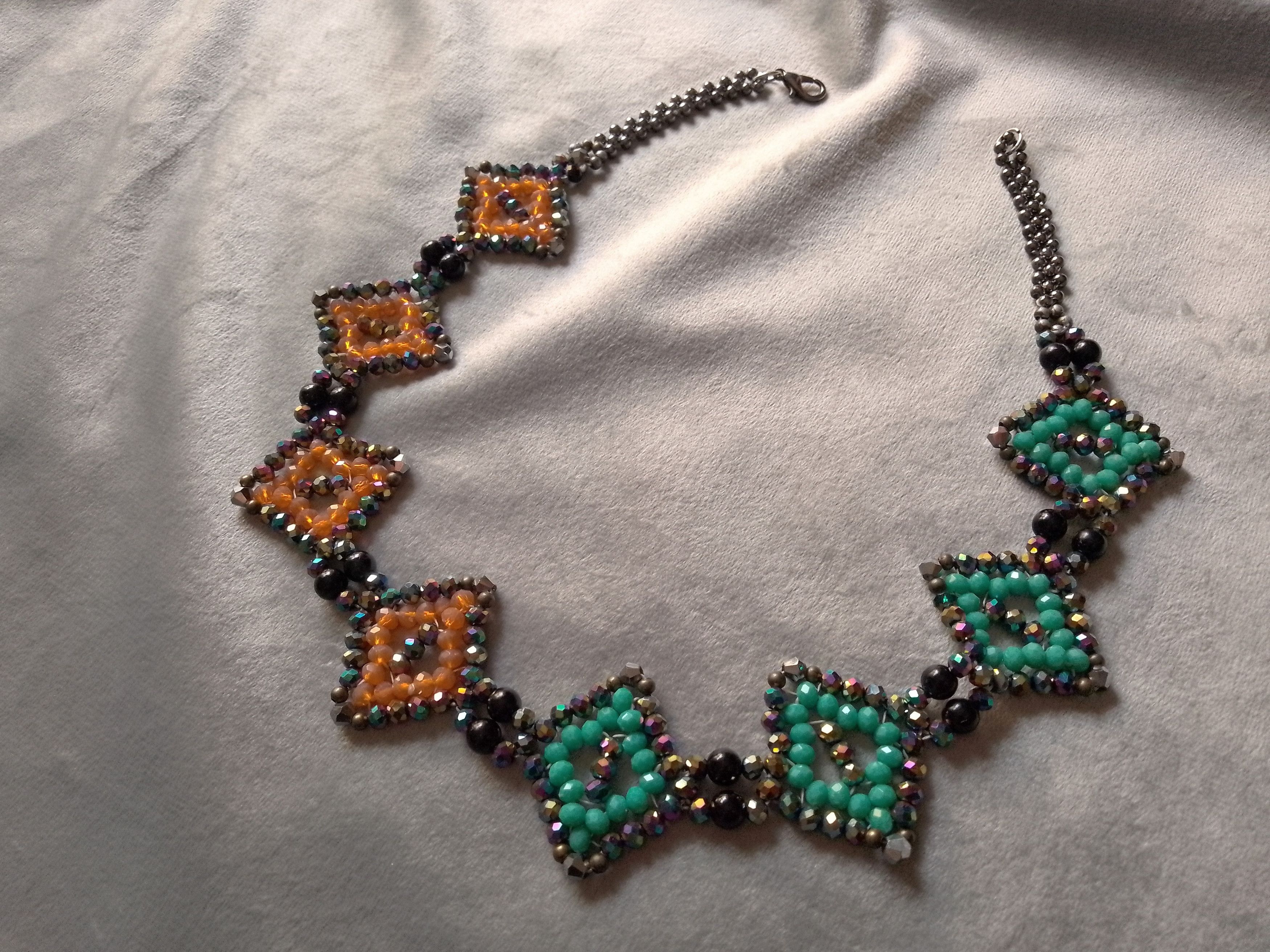 Handmade Necklace Green Pink Crystal Geometrical Shape Elegant Size ONE SIZE - 1 Thumbnail