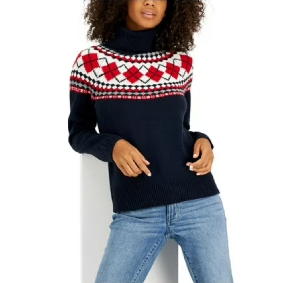 Tommy Hilfiger Tommy Hilfiger Women's XL Festive Turtle Neck Sweater Size XL / US 12-14 / IT 48-50 - 2 Thumbnail