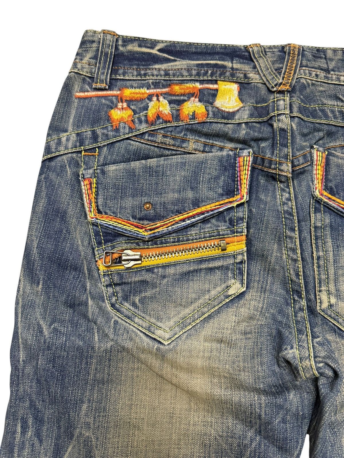 Le Grande Bleu (L.G.B.) Flared Jeans Red Pepper Faded Stretch Low Rise Boot Cut Size US 31 - 19 Thumbnail