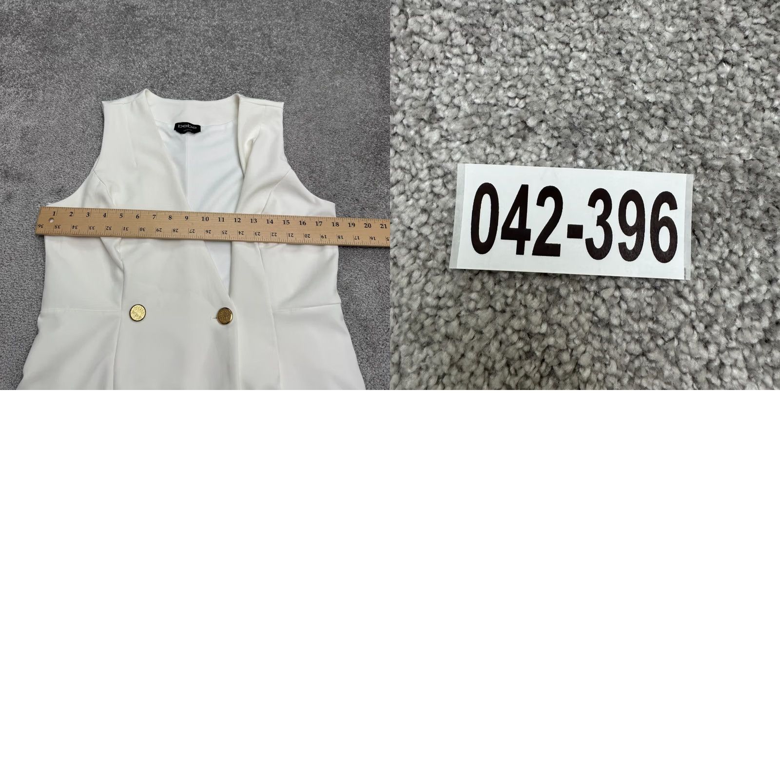 Bebe BeBe Mini Dress Womens Small Ivory Gold Button Asymmetrical Vest Sleeveless Size S / US 4 / IT 40 - 10 Thumbnail