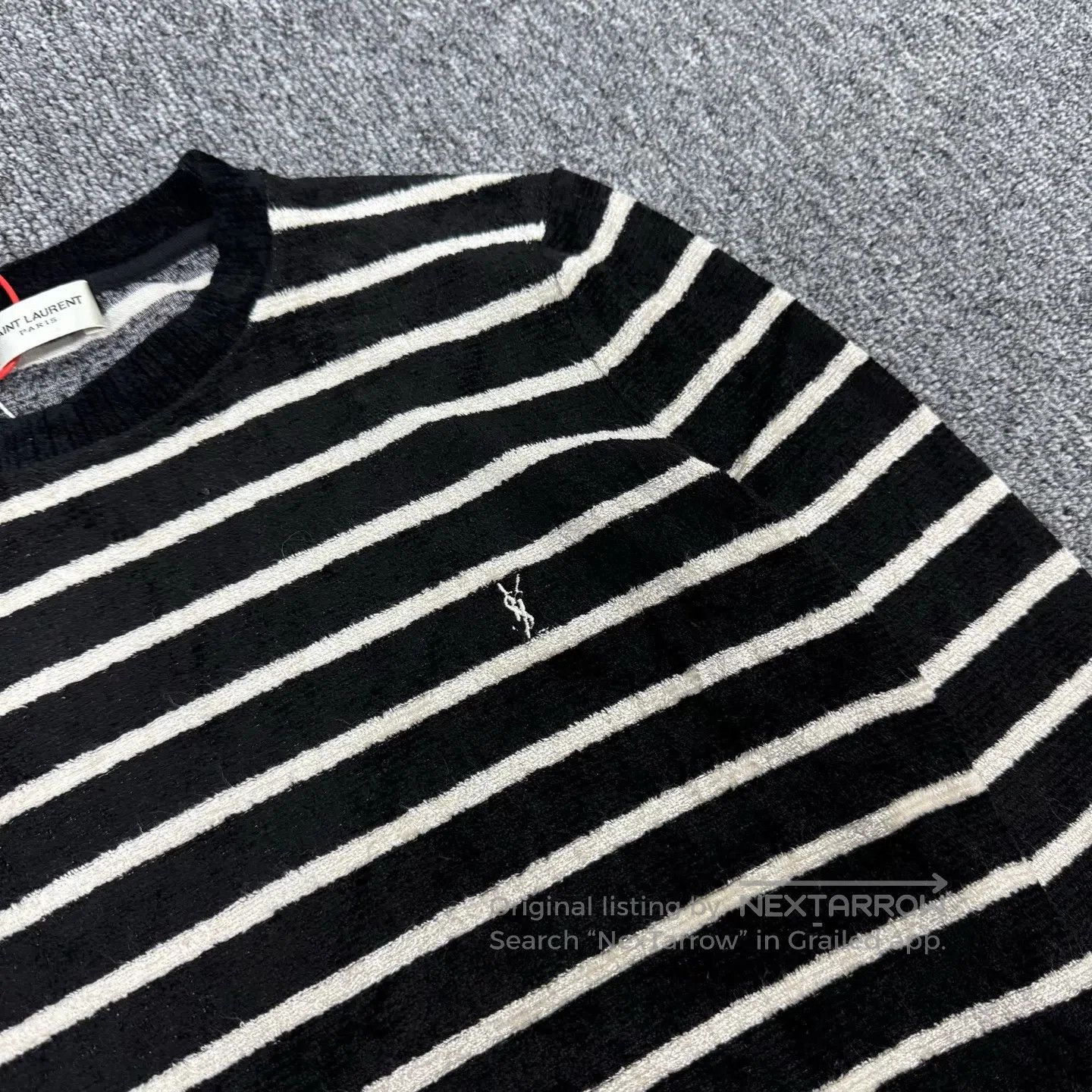 Saint Laurent Paris Saint Laurent Paris Breast embroidery; striped knit sweate Size M / US 6-8 / IT 42-44 - 4 Thumbnail