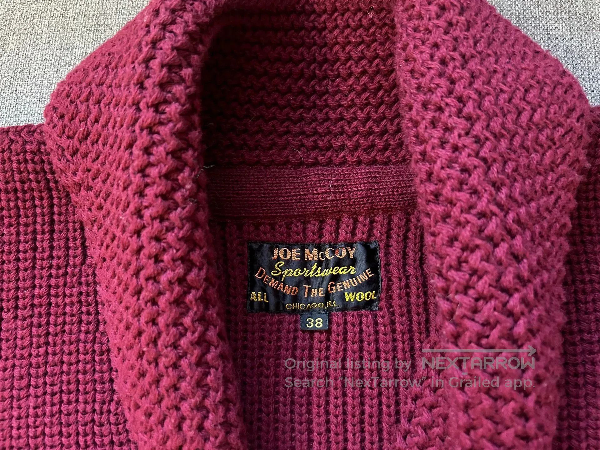 The Real McCoy's Joe McCoy Wool Sweater in Burgundy. Size US M / EU 48-50 / 2 - 3 Thumbnail